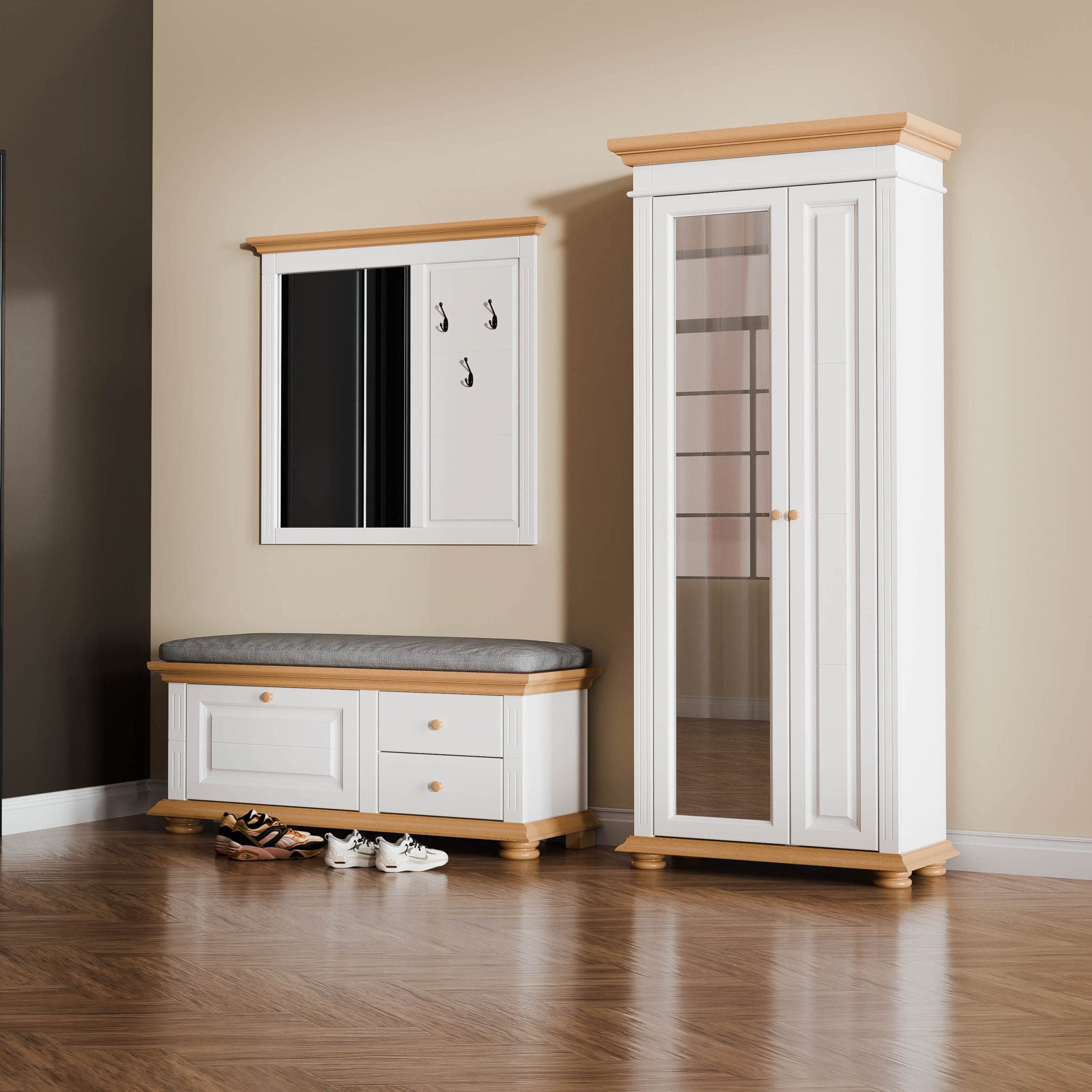 Penderie d'entrée « Skagen 5 » en bois d'épicéa massif