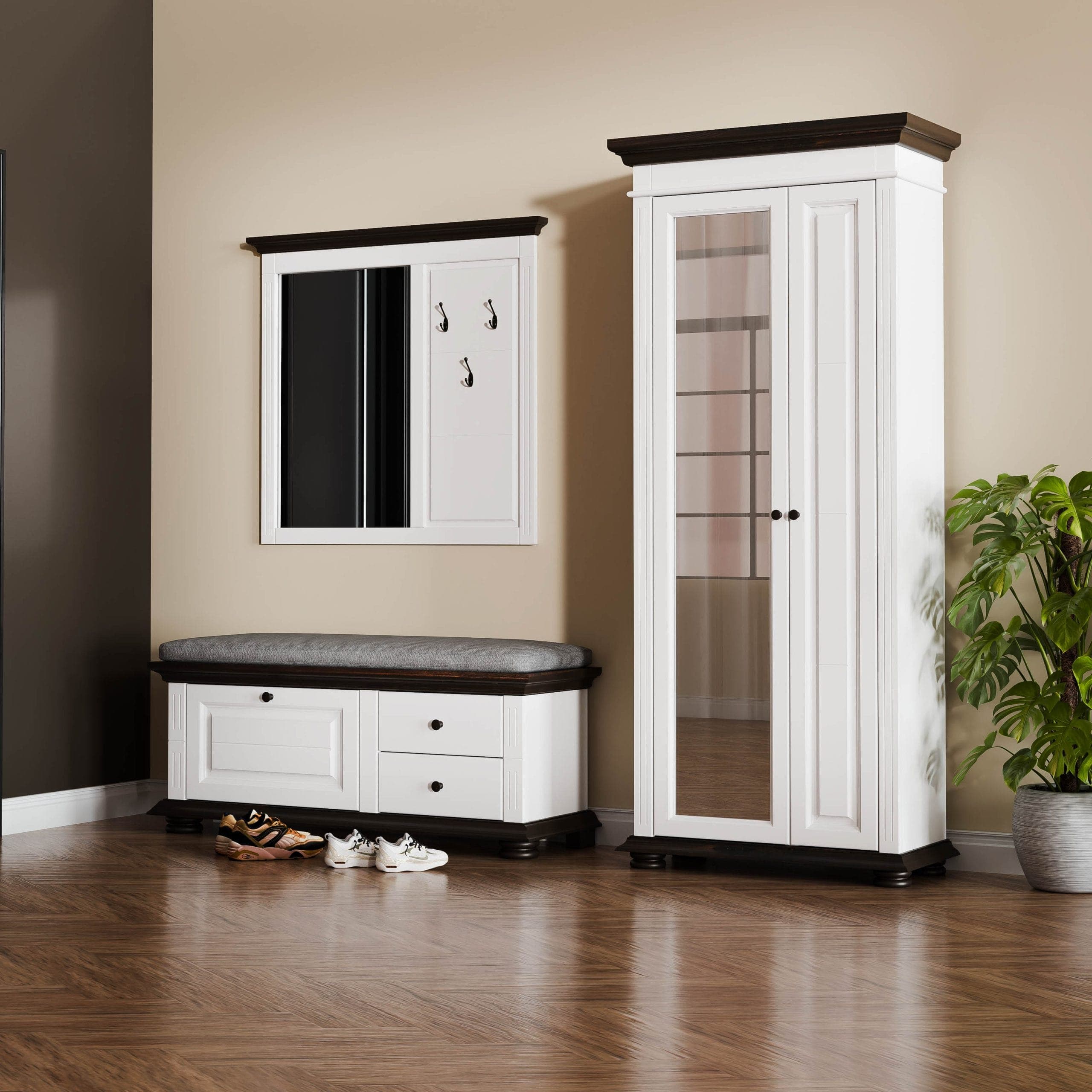 Penderie d'entrée « Skagen 5 » en bois d'épicéa massif