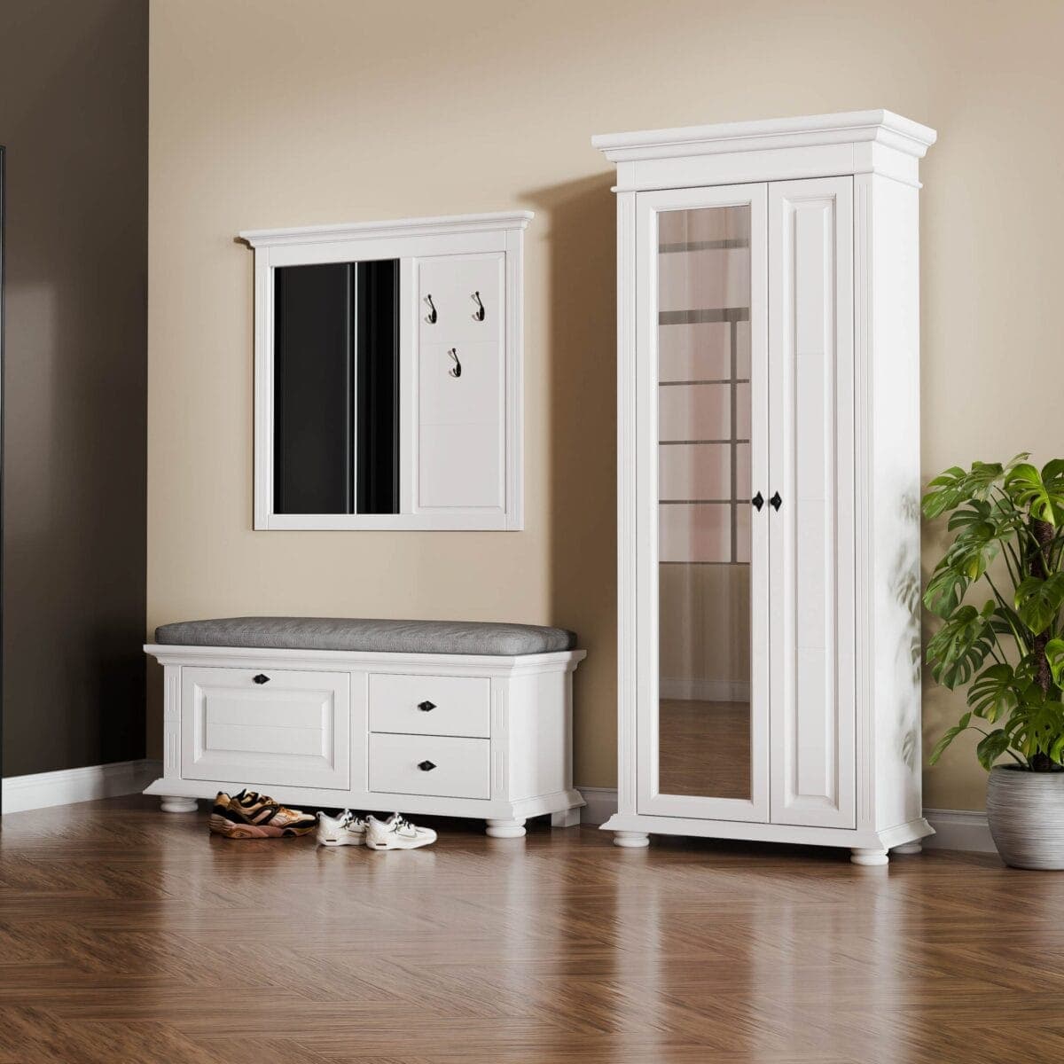 Penderie d'entrée « Skagen 5 » en bois d'épicéa massif