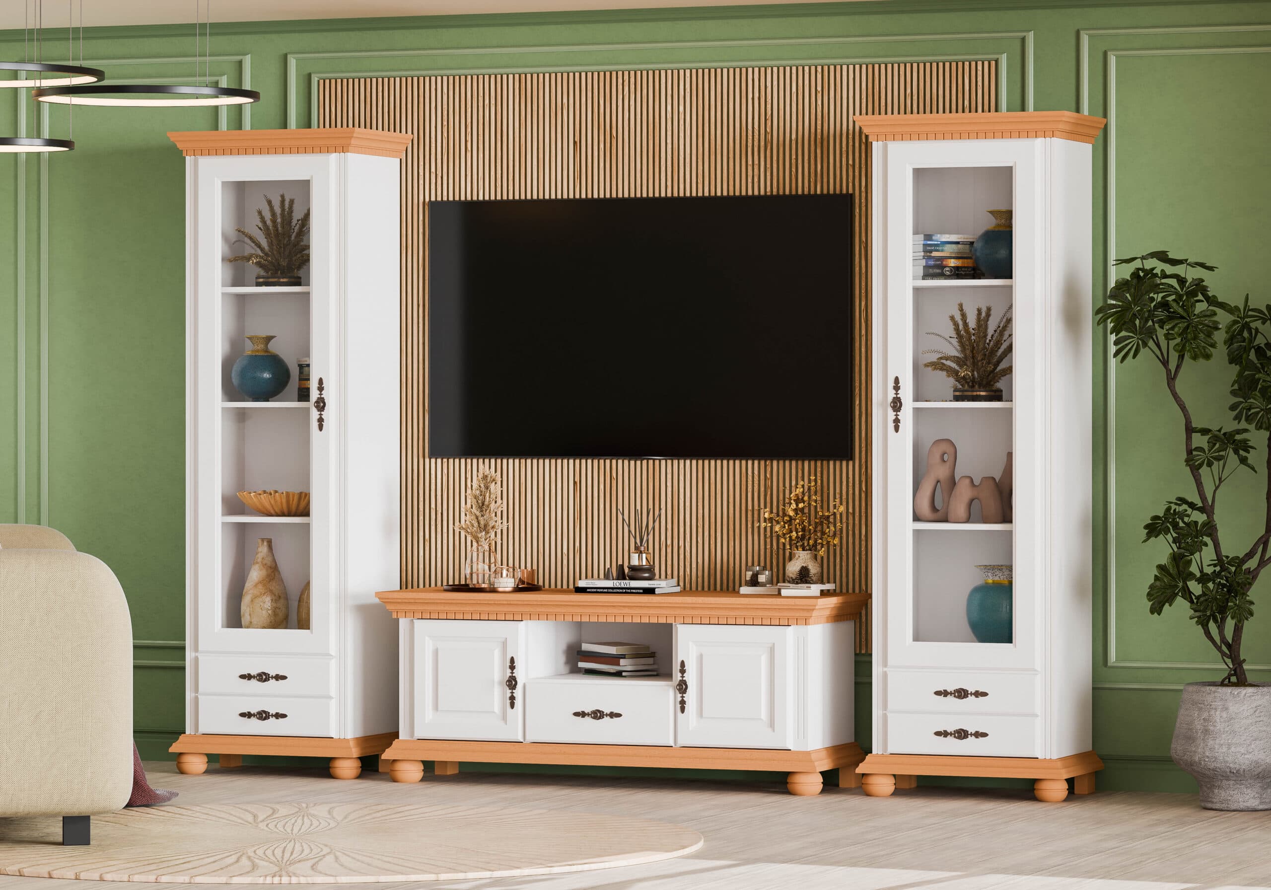 Ensemble de salon Fjord 8 en bois massif, compact, 2,65 m