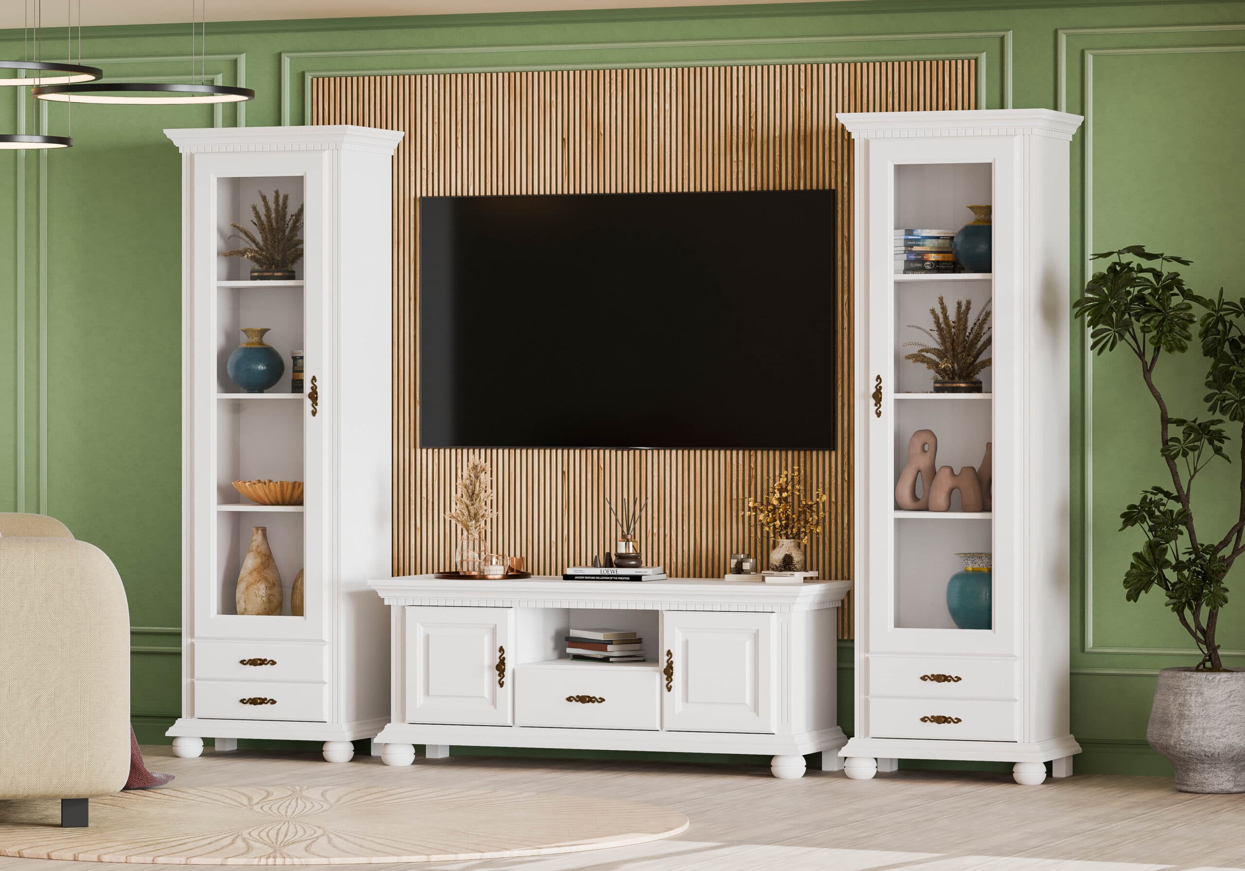 Ensemble de salon Fjord 8 en bois massif, compact, 2,65 m