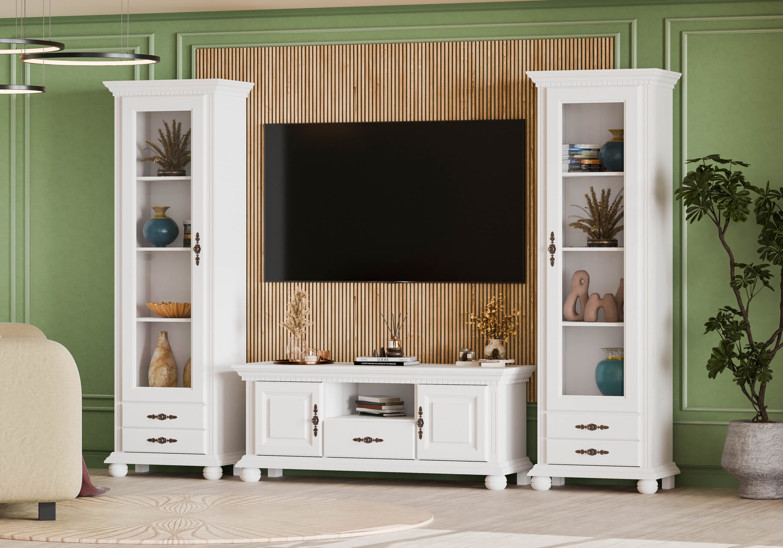 Ensemble de salon Fjord 8 en bois massif, compact, 2,65 m