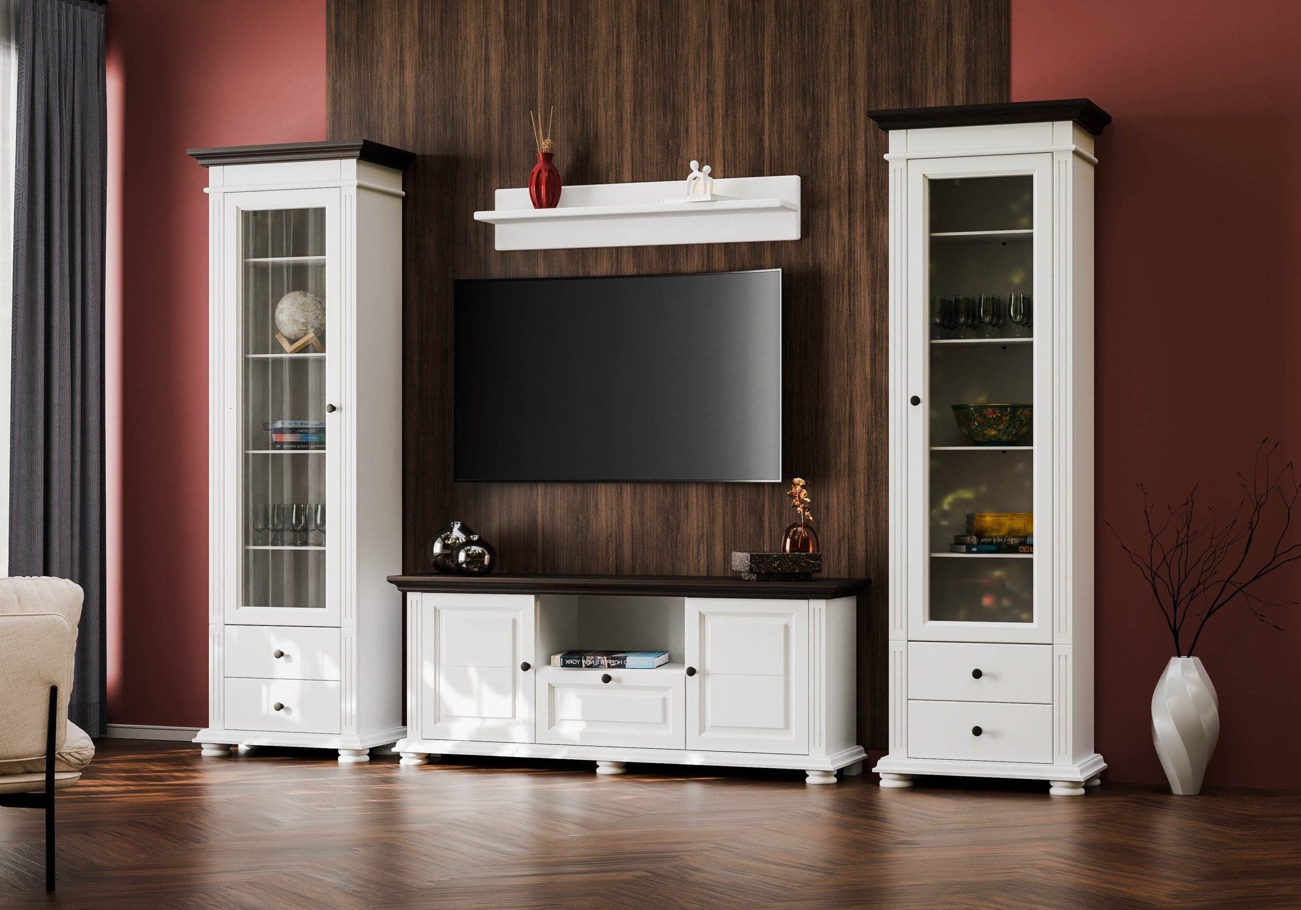 Ensemble de salon Skagen 7 en bois massif avec meuble TV