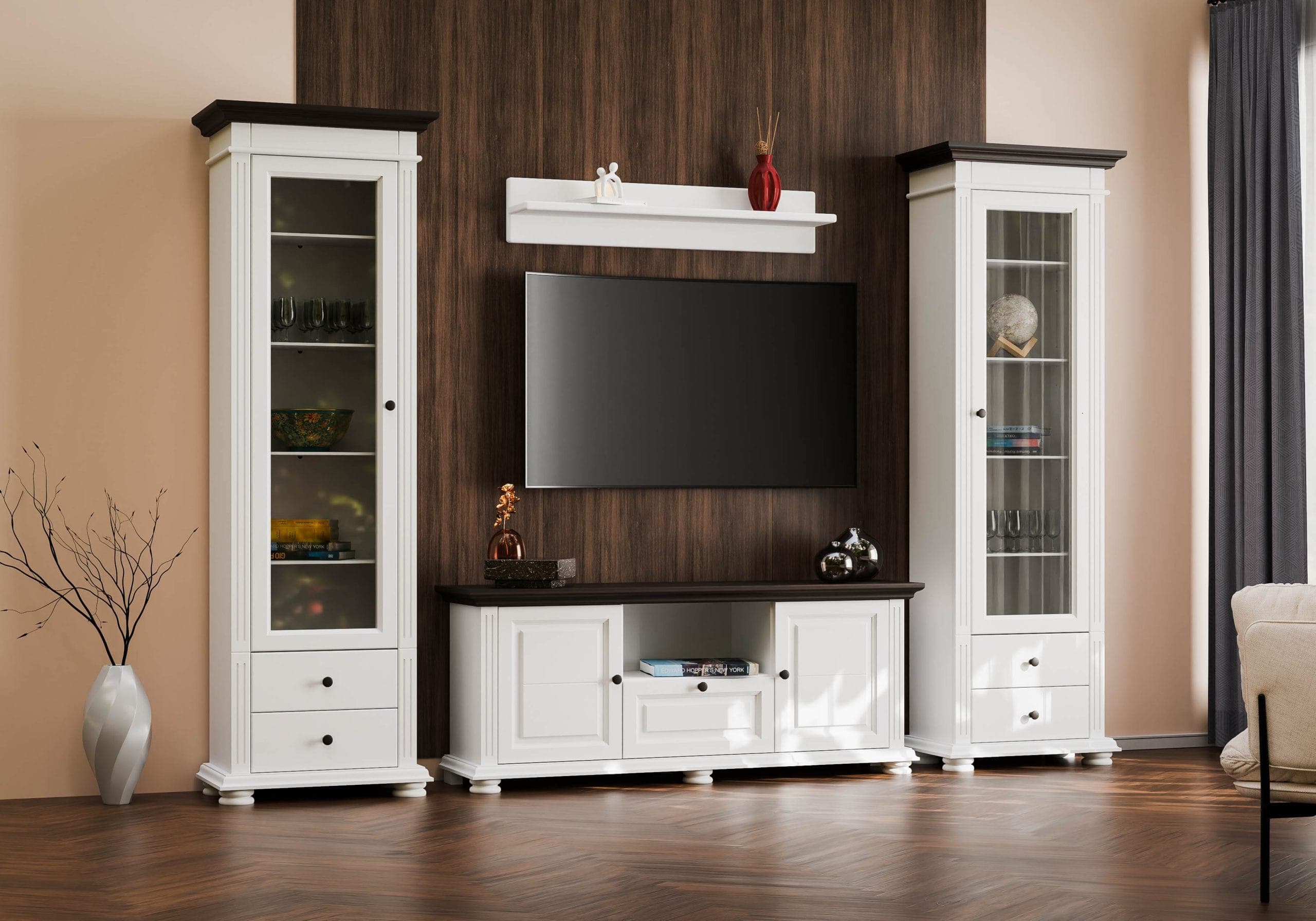 Ensemble de salon Skagen 7 en bois massif avec meuble TV