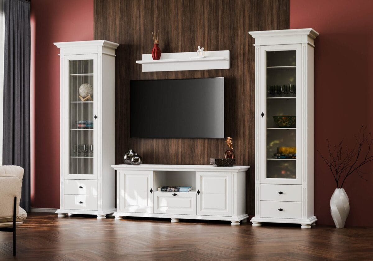 Ensemble de salon Skagen 7 en bois massif avec meuble TV