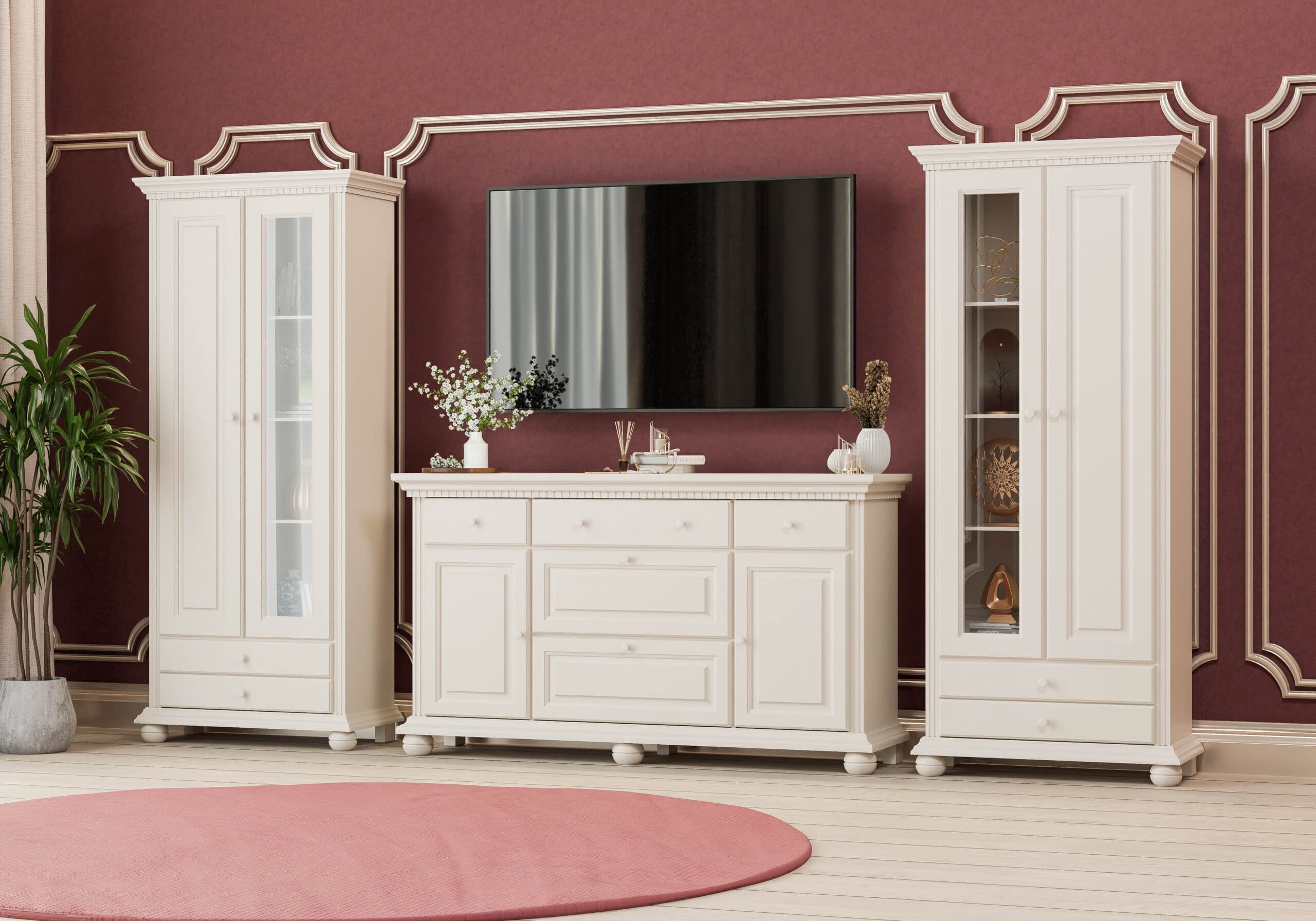 Ensemble de salon en bois massif Fjord 7, beige cachemire