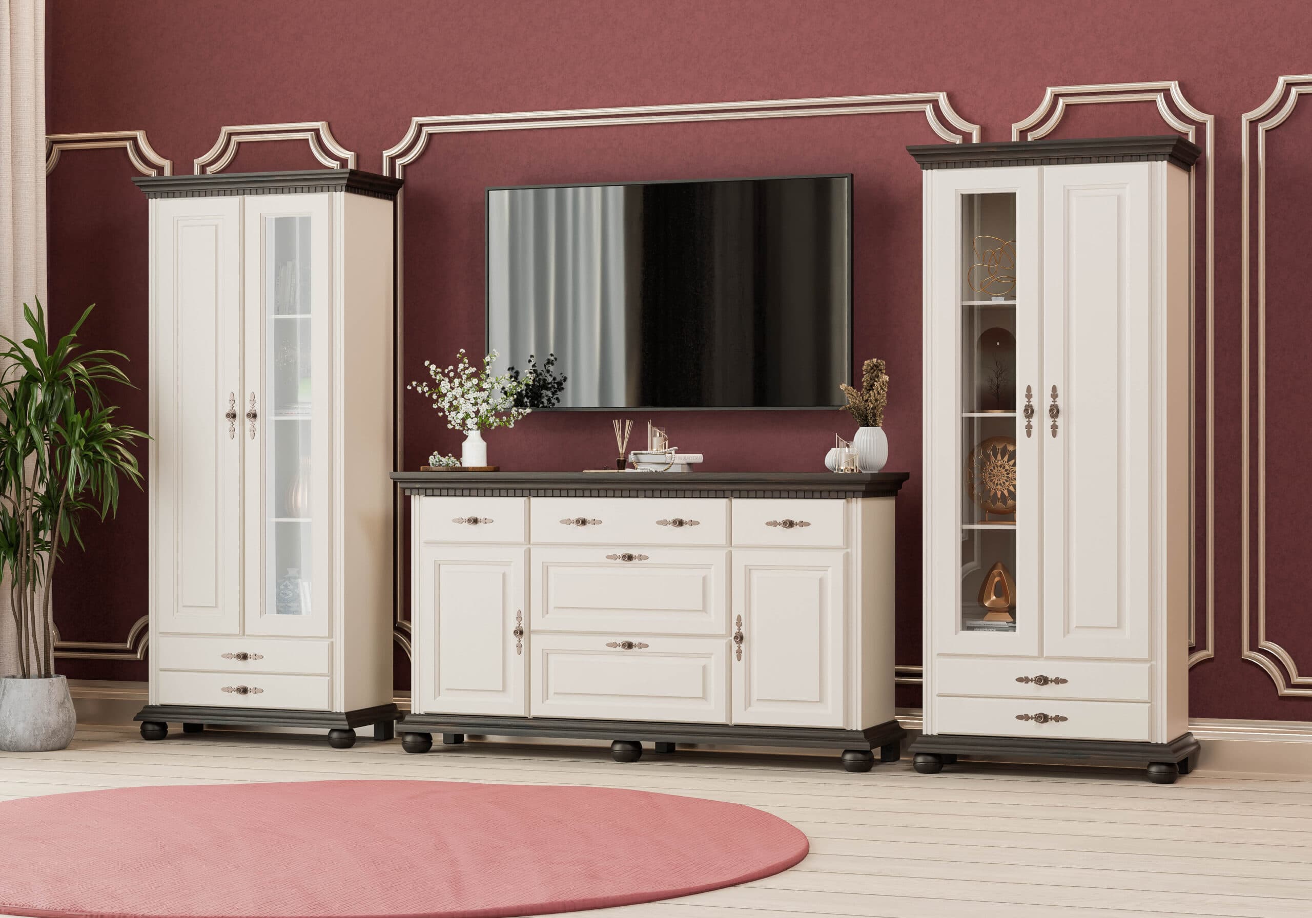Ensemble de salon en bois massif Fjord 7, beige cachemire
