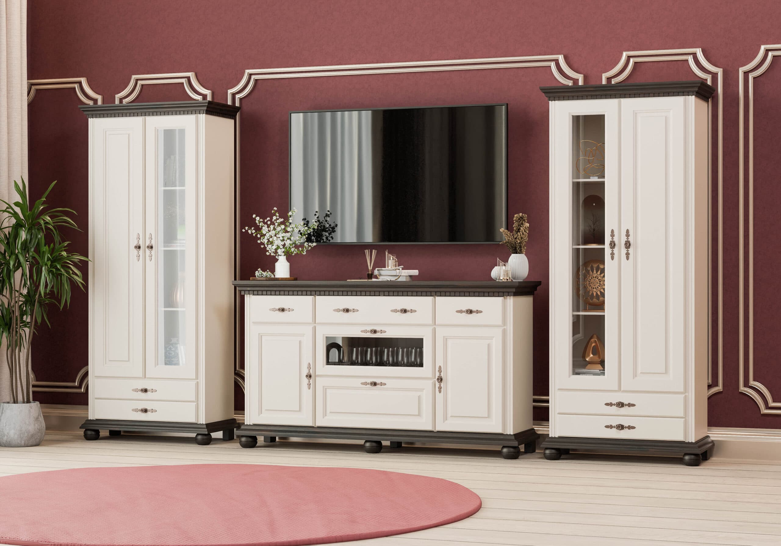 Ensemble de salon en bois massif Fjord 7, beige cachemire