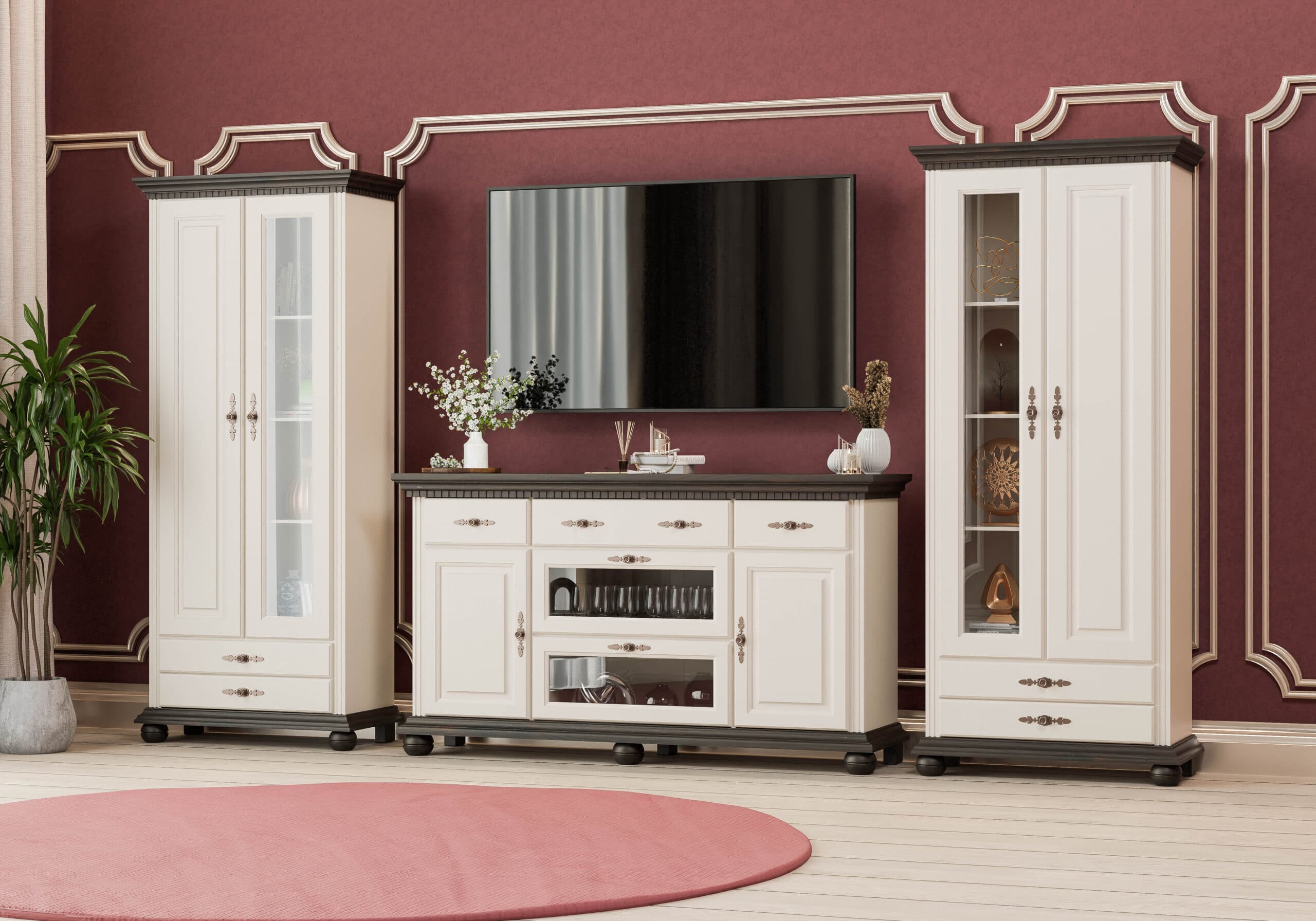 Ensemble de salon en bois massif Fjord 7, beige cachemire