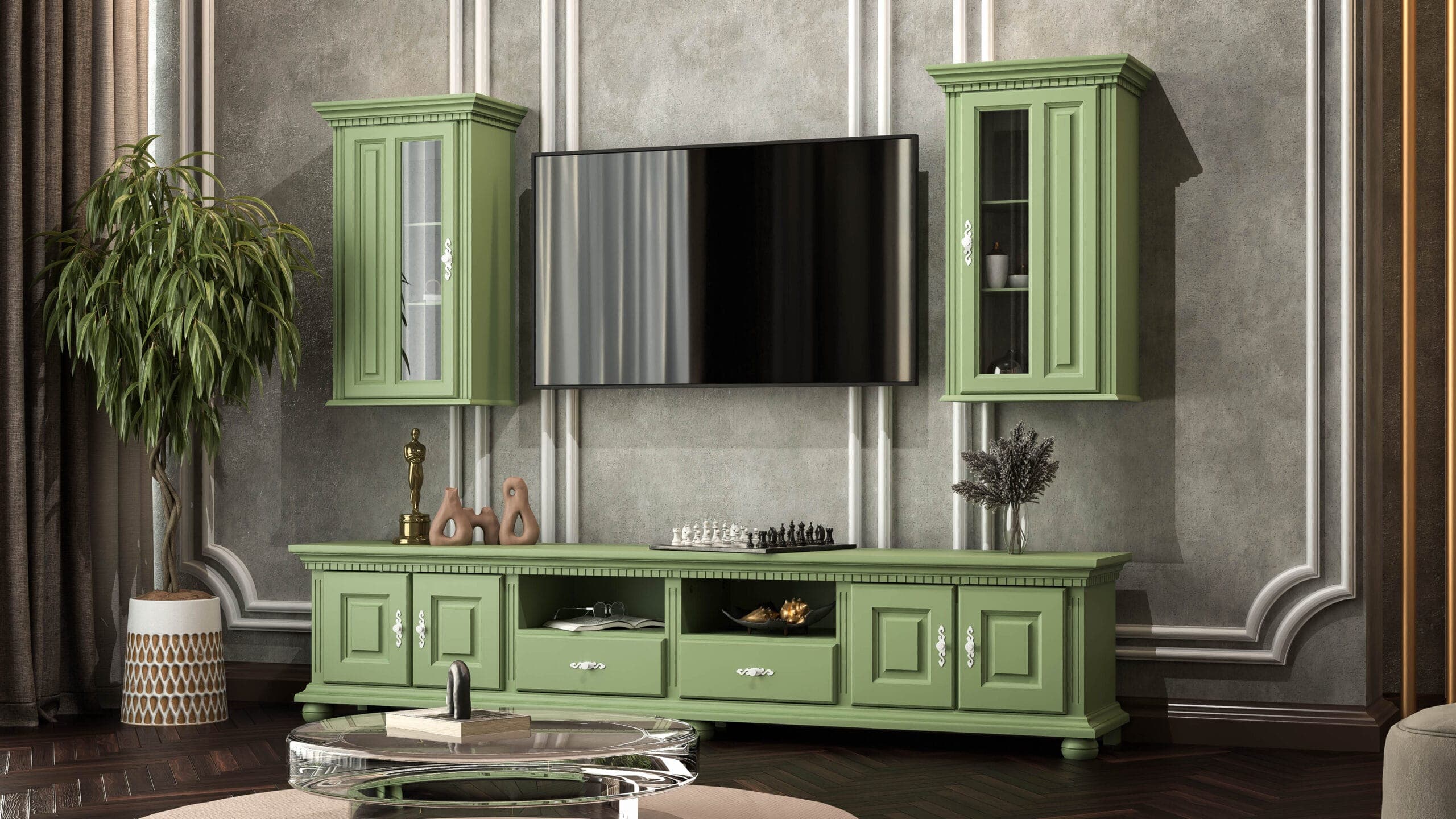 Ensemble de salon « Fjord Salbei » avec une commode de 250 cm