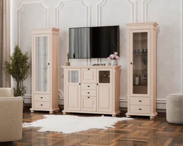 Meubles de salon « Skagen » en bois massif, couleur saumon