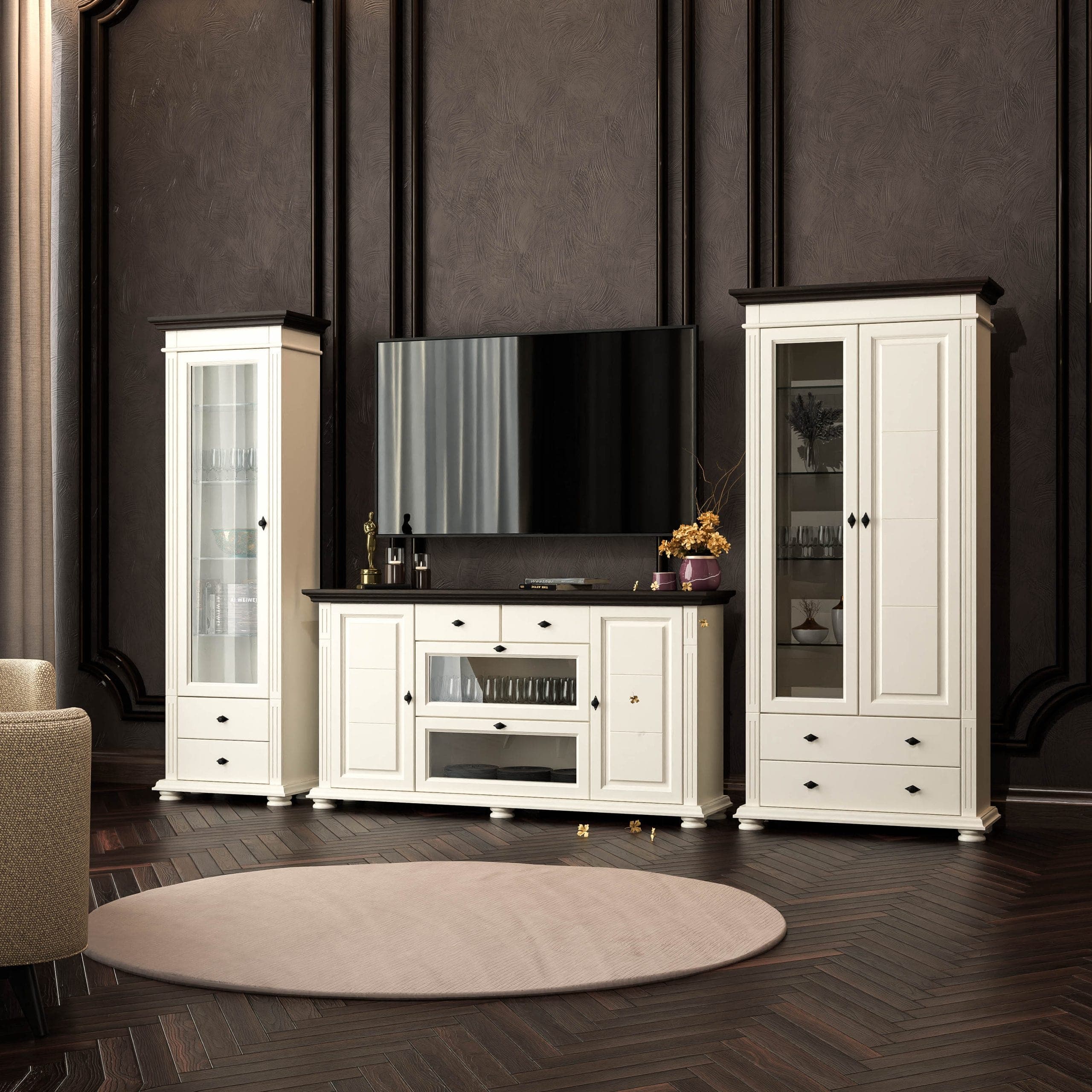 Meubles de salon Skagen en bois massif, couleur vanille