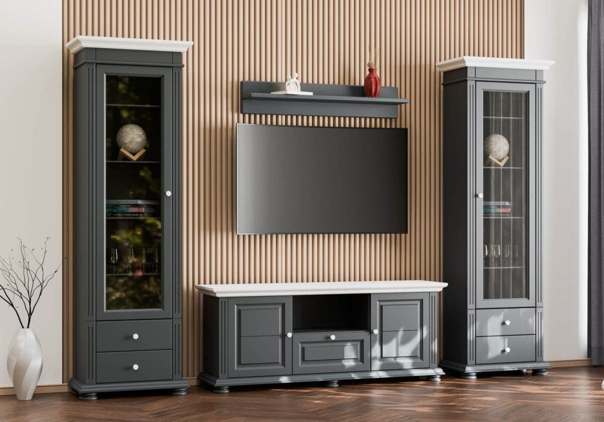 Ensemble de salon Skagen 11 en bois massif avec vitrines