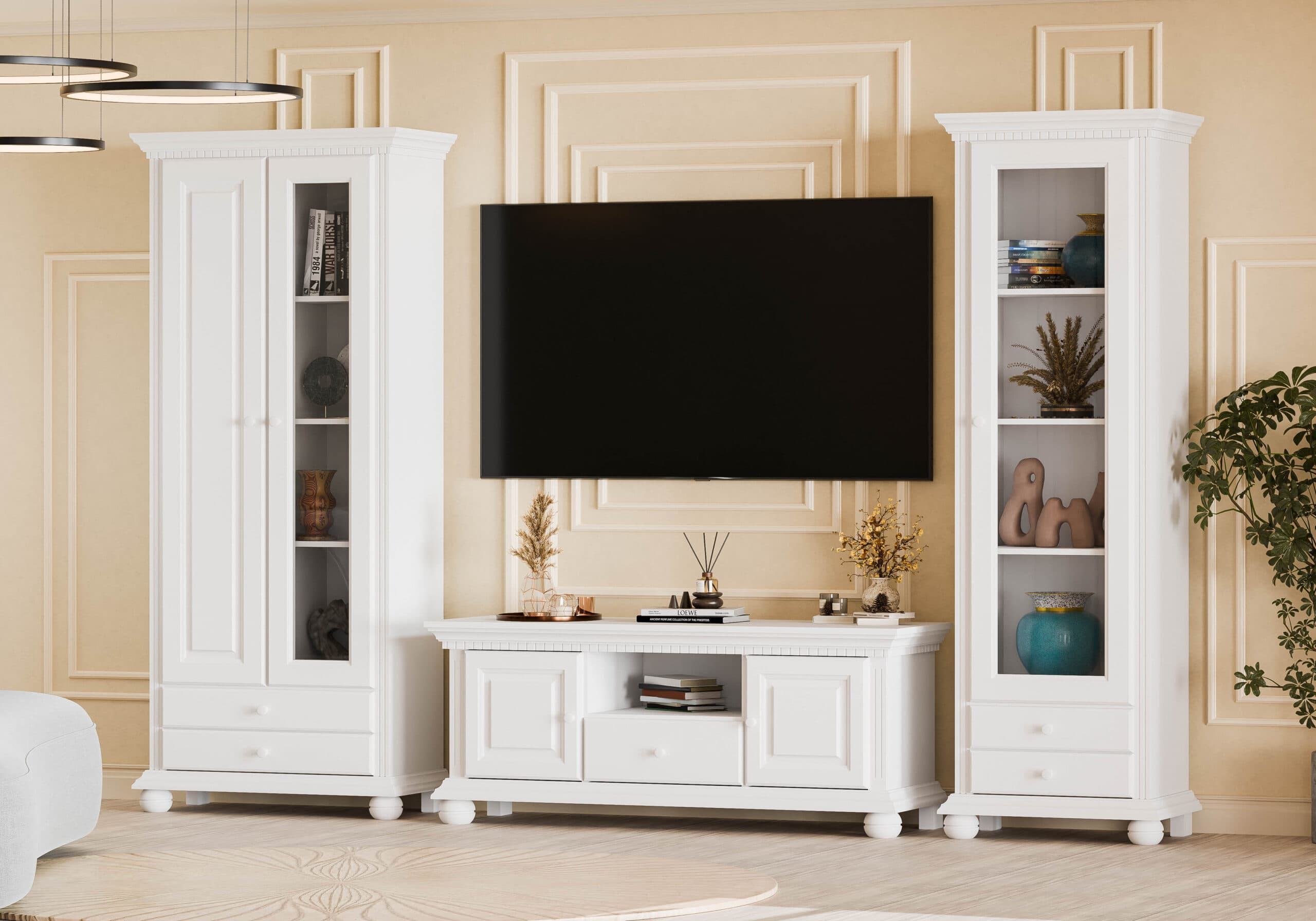 Ensemble de salon Fjord 11 en bois massif avec 2 vitrines