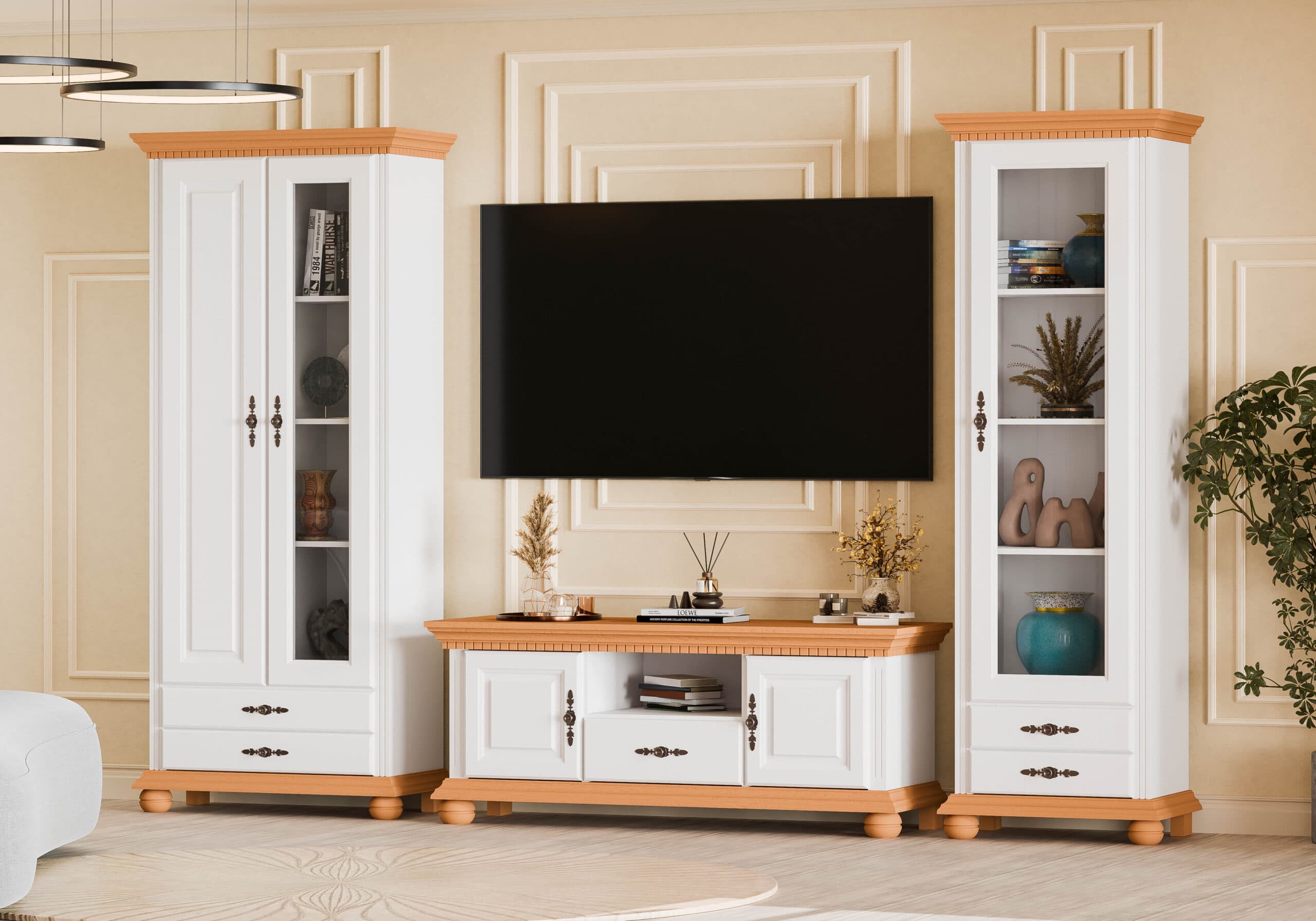 Ensemble de salon Fjord 11 en bois massif avec 2 vitrines