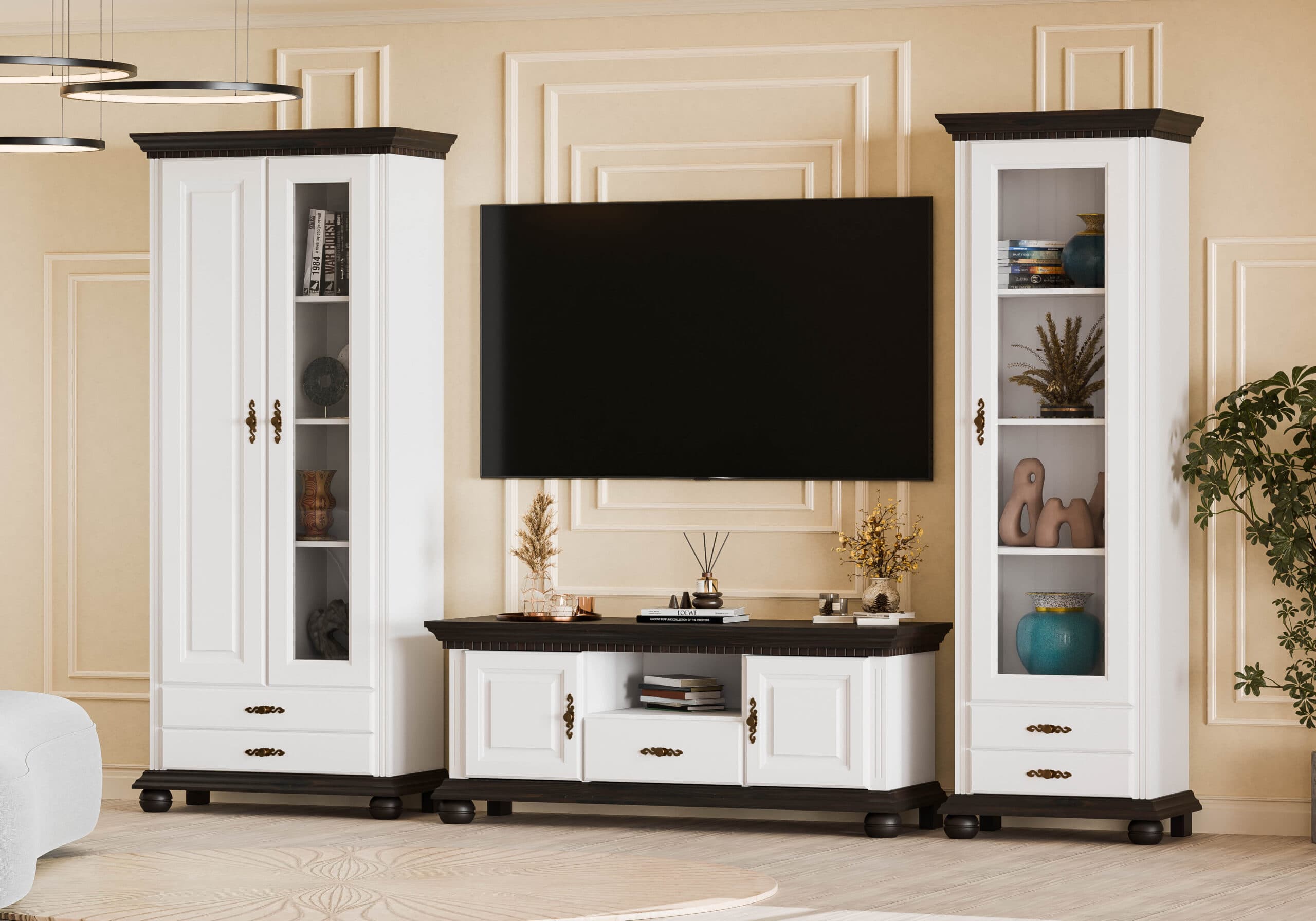Ensemble de salon Fjord 11 en bois massif avec 2 vitrines