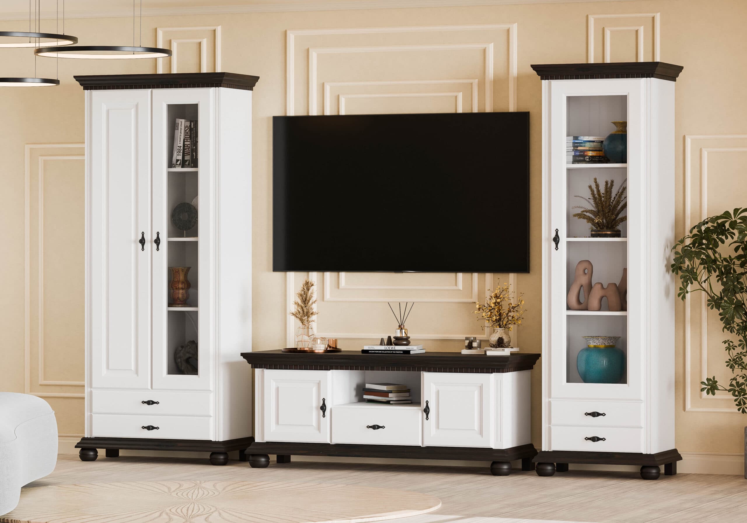 Ensemble de salon Fjord 11 en bois massif avec 2 vitrines