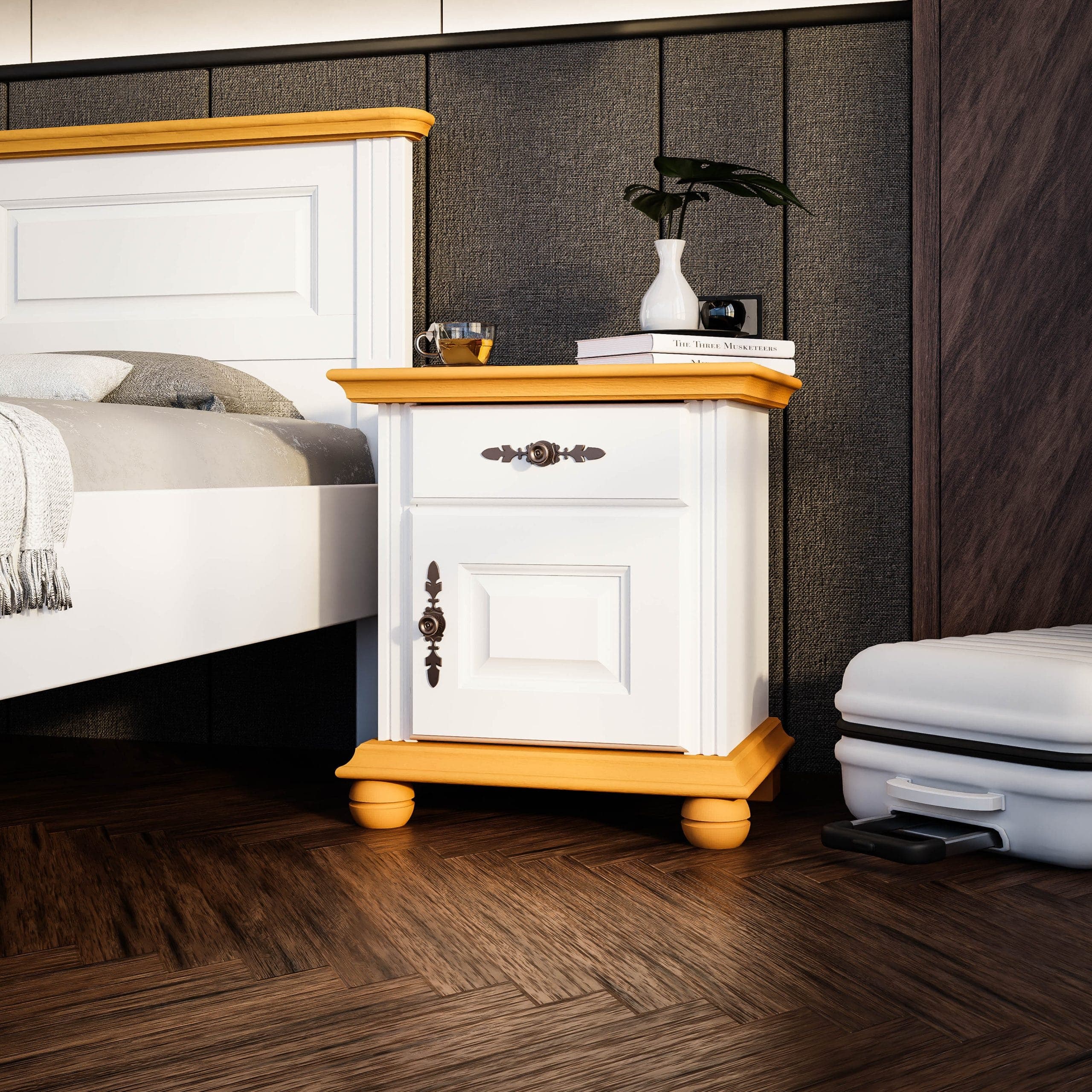 Table de chevet Nordby en bois massif offrant un grand espace de rangement