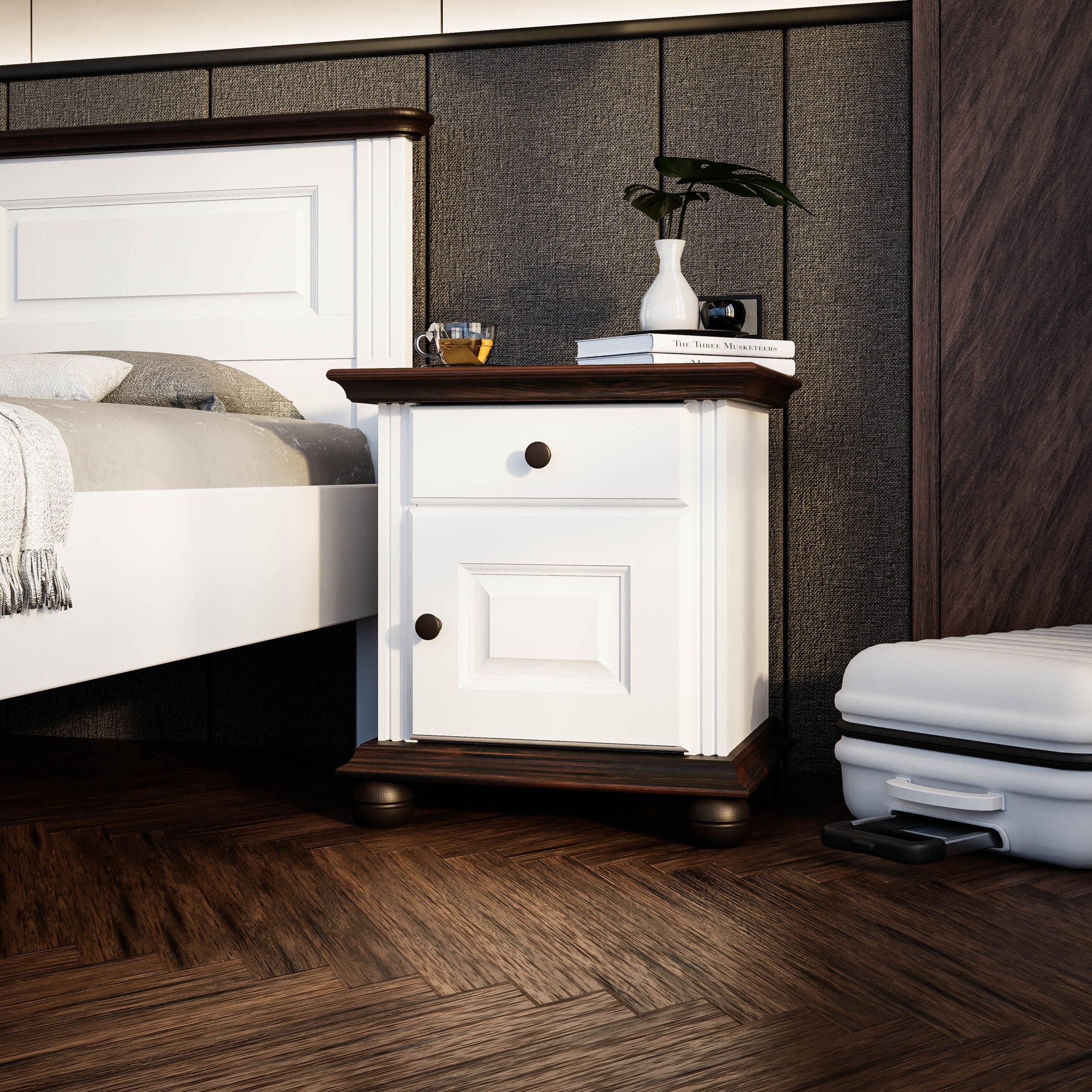 Table de chevet Nordby en bois massif offrant un grand espace de rangement