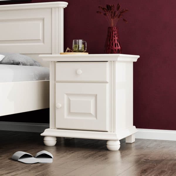 Table de chevet Nordby en bois massif, couleur beige cachemire