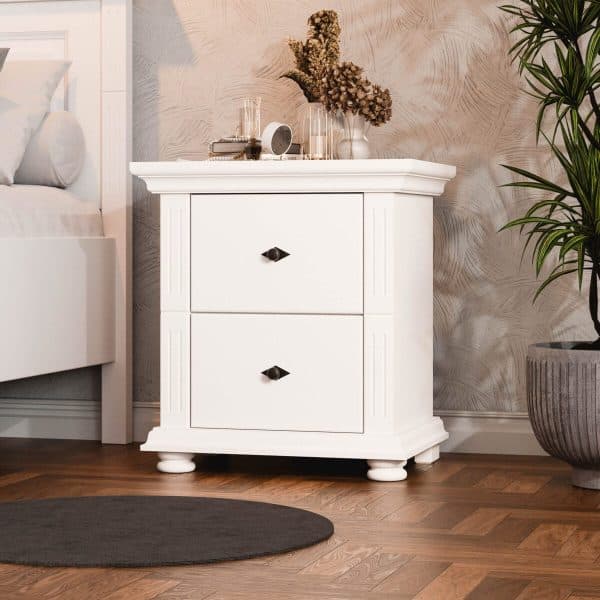 Table de chevet en bois massif « Skagen » à 2 tiroirs