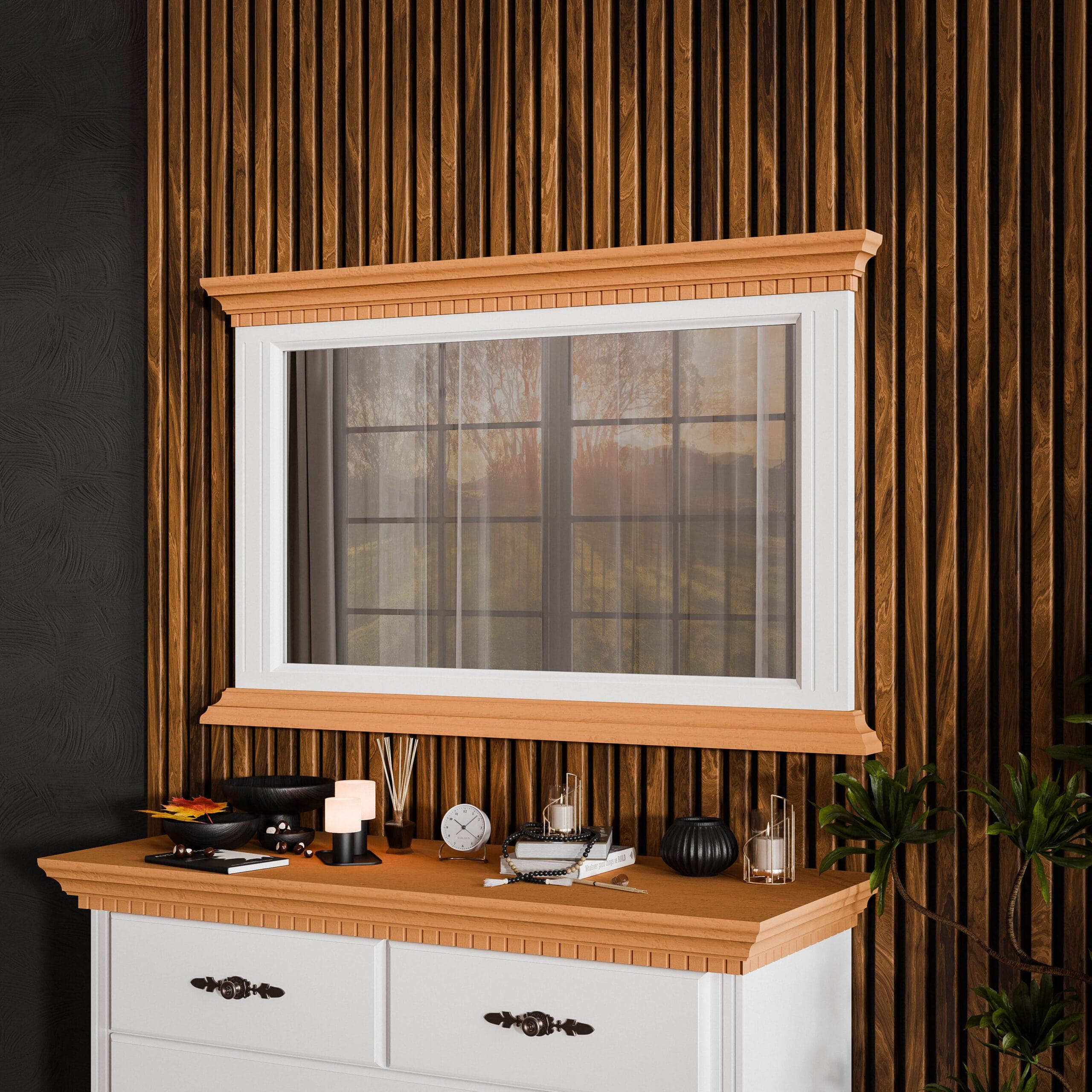 Miroir « Fjord » en bois massif pour le couloir et la commode