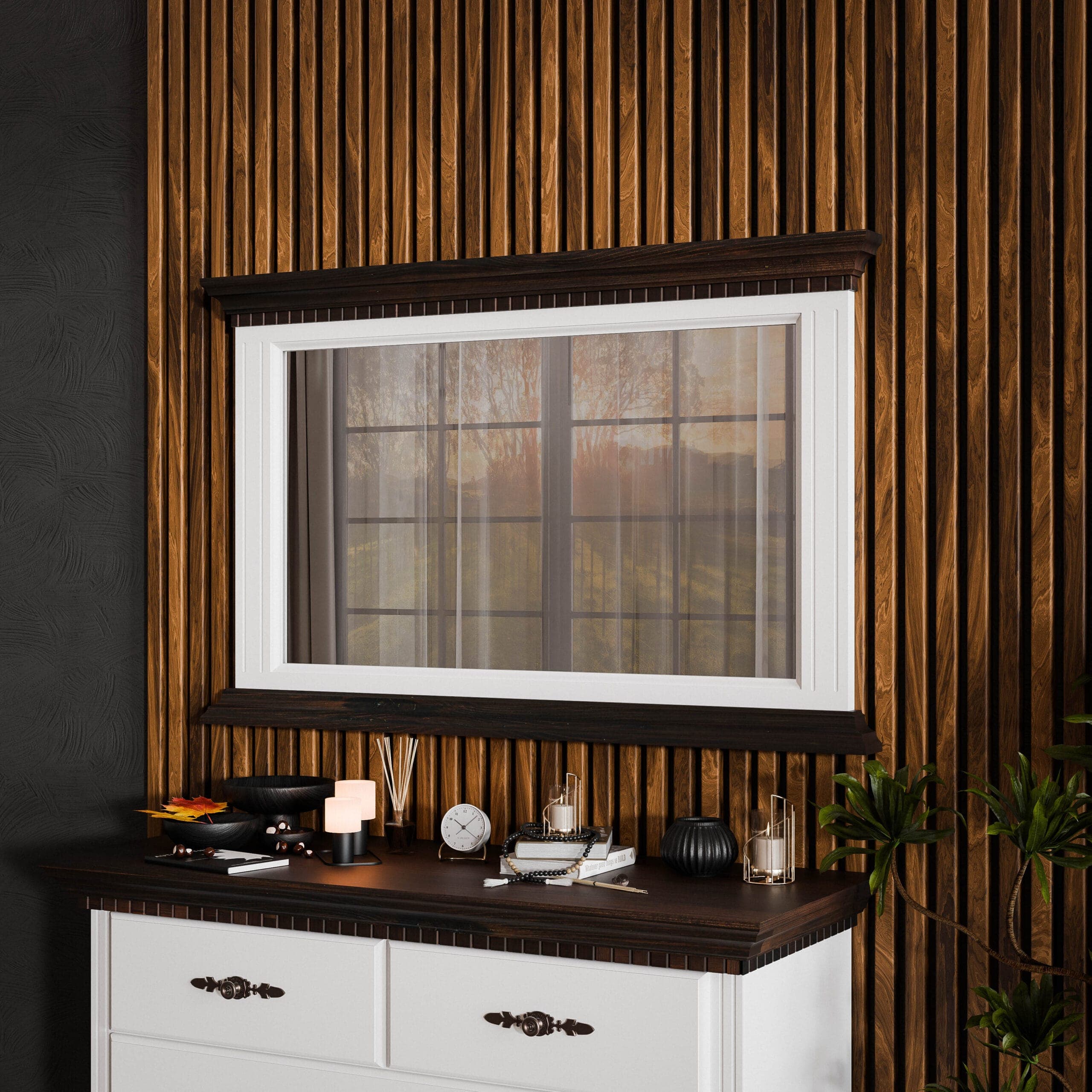 Miroir « Fjord » en bois massif pour le couloir et la commode