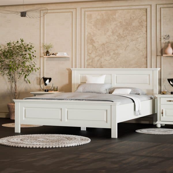 Lit en bois massif Nordby 140, gris gravier, largeur totale 157 cm