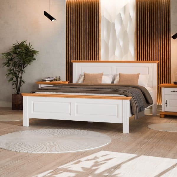 Lit en bois massif Nordby 200 cm avec sommiers