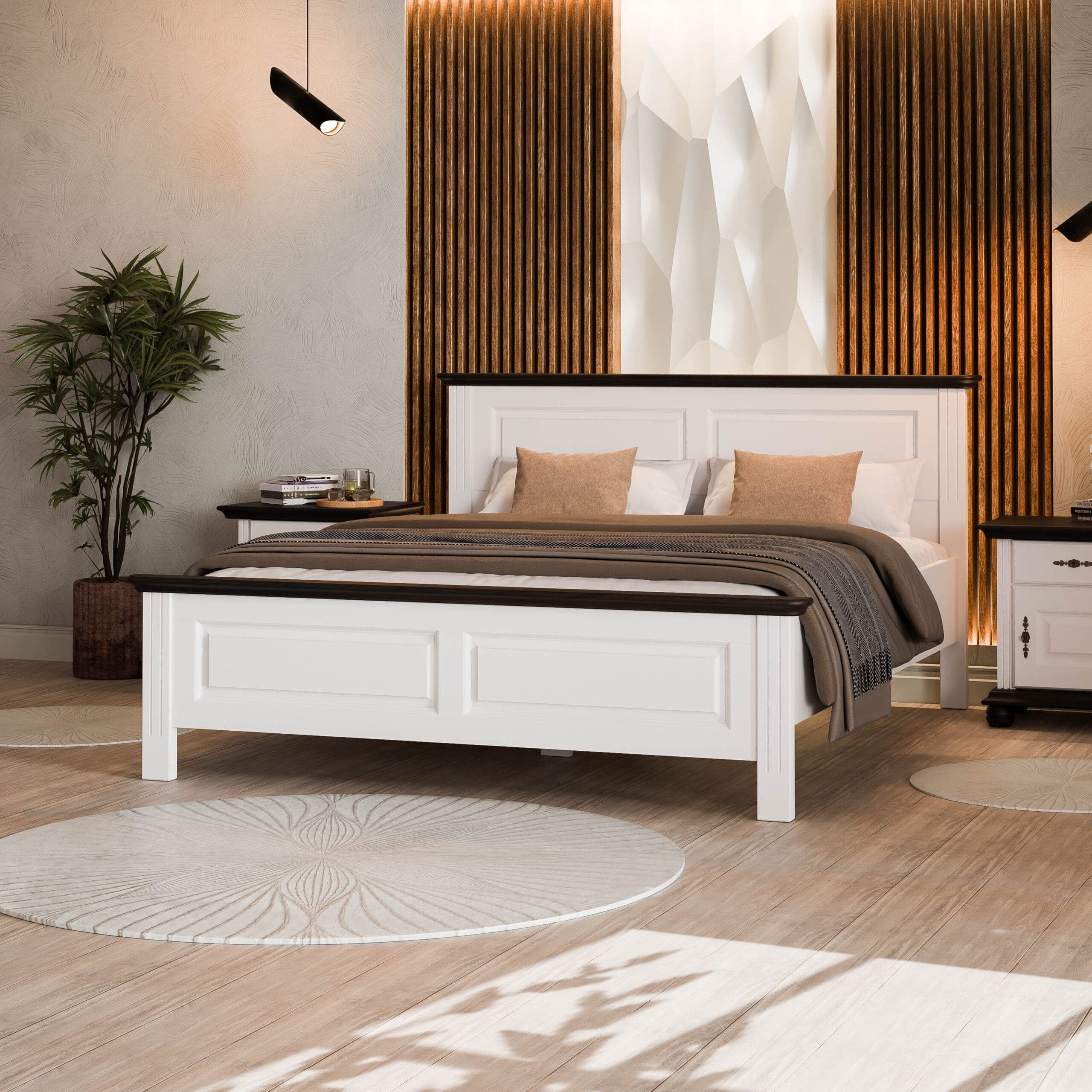 Lit en bois massif Nordby, 180 cm, avec supports de matelas
