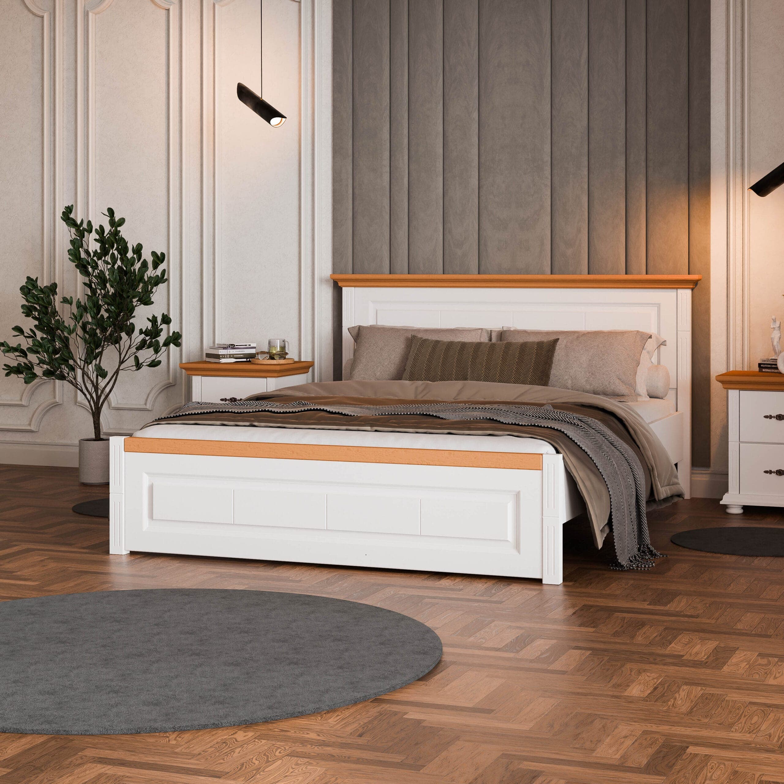 Lit en bois massif « Skagen » 180 cm avec une tête de lit étroite