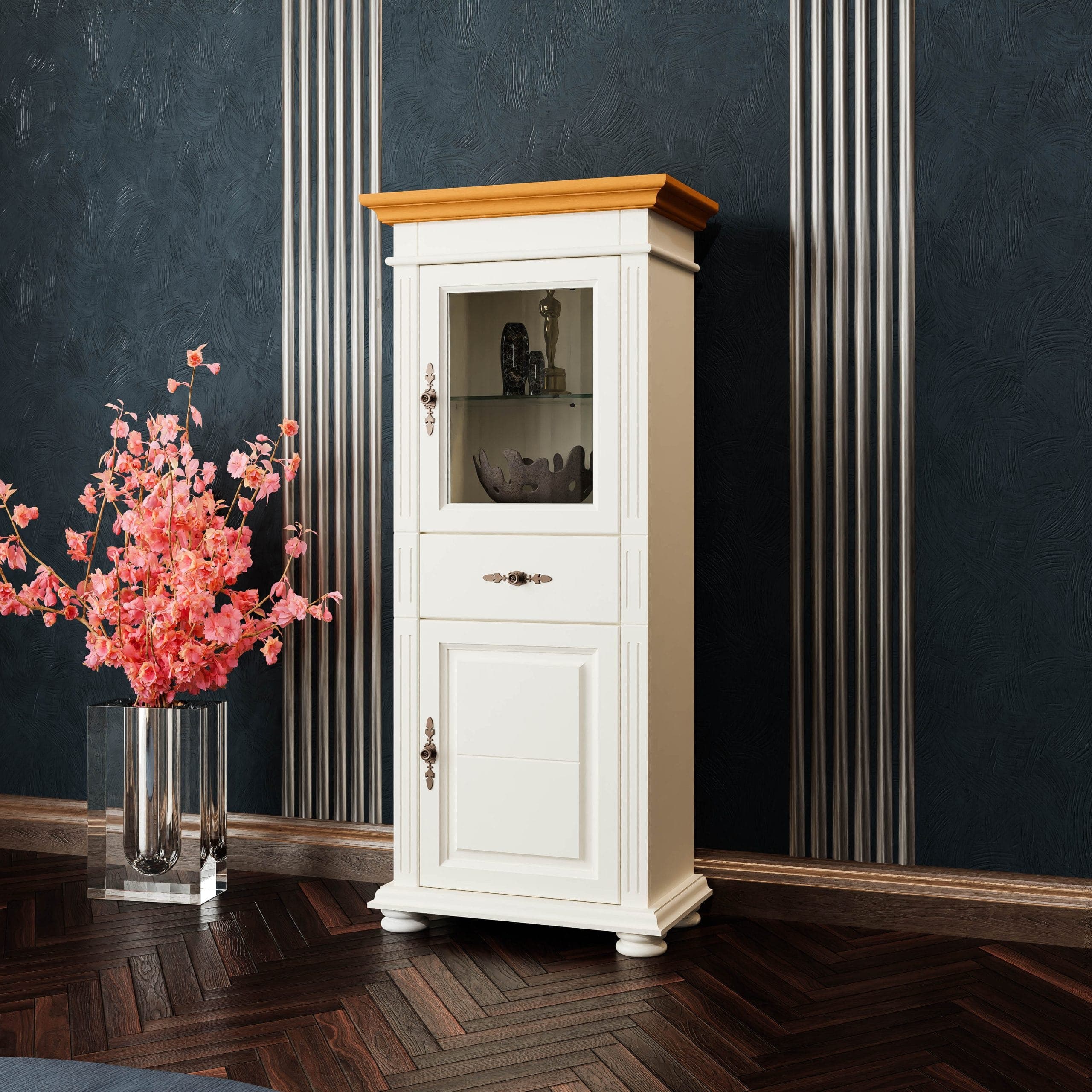 Vitrine Skagen Petite en bois massif, couleur vanille