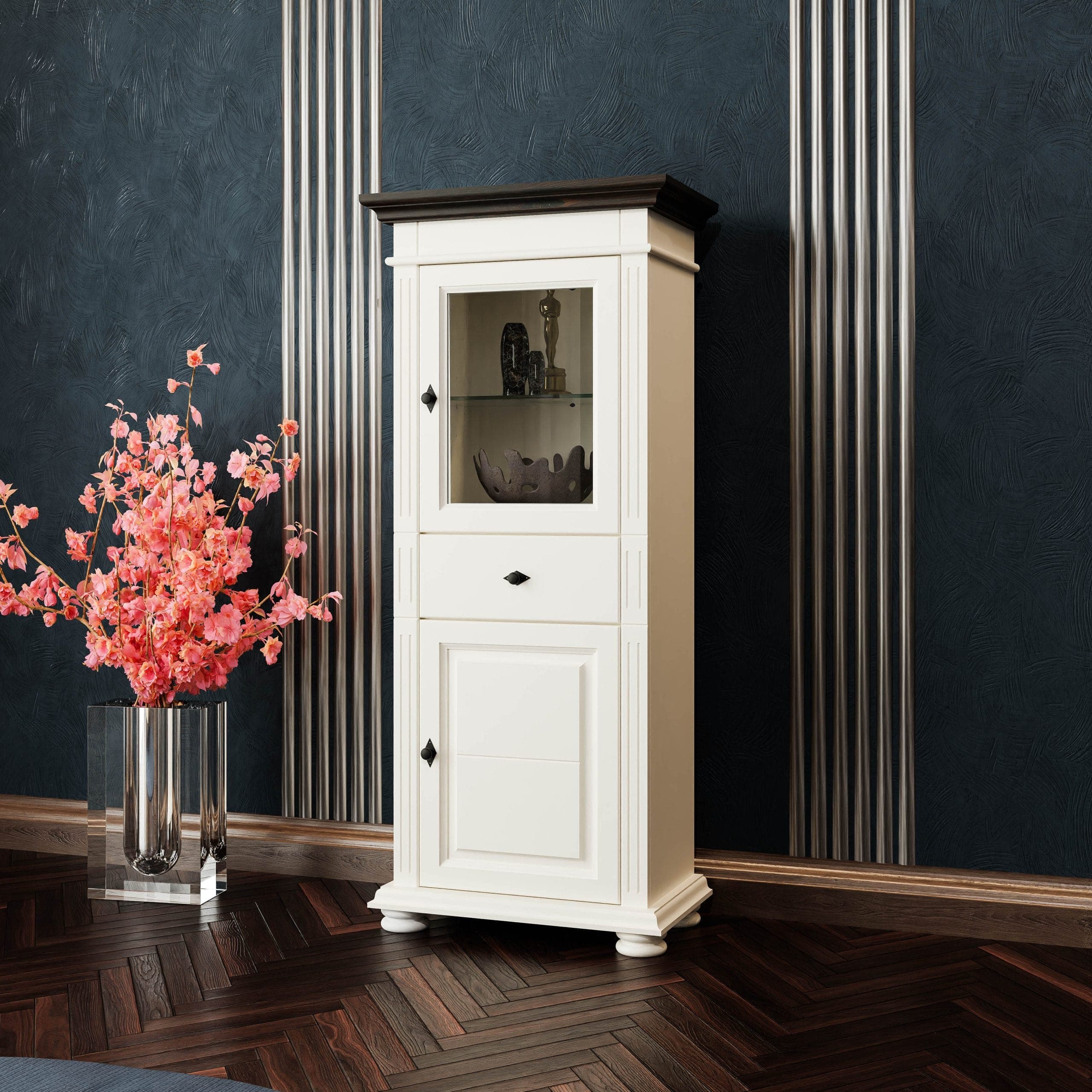 Vitrine Skagen Petite en bois massif, couleur vanille