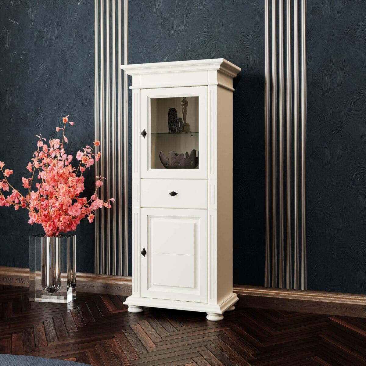 Vitrine Skagen Petite en bois massif, couleur vanille