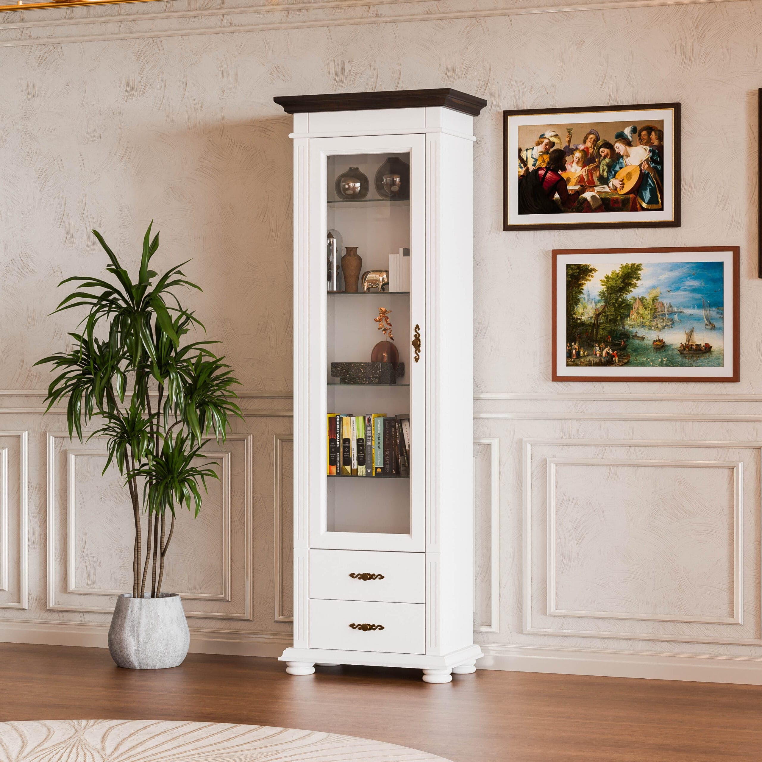 Vitrine de taille moyenne « Skagen » en bois de sapin massif