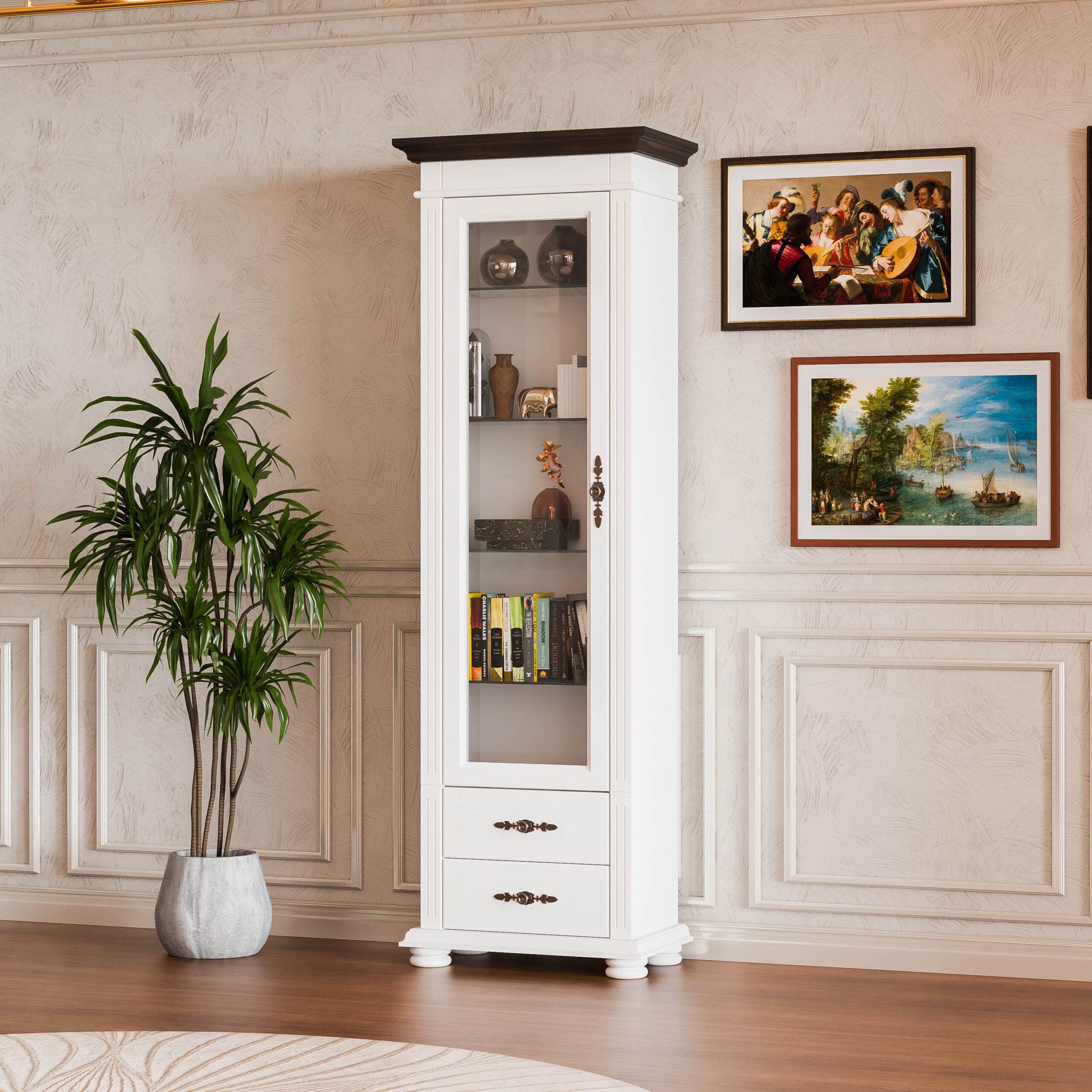 Vitrine de taille moyenne « Skagen » en bois de sapin massif