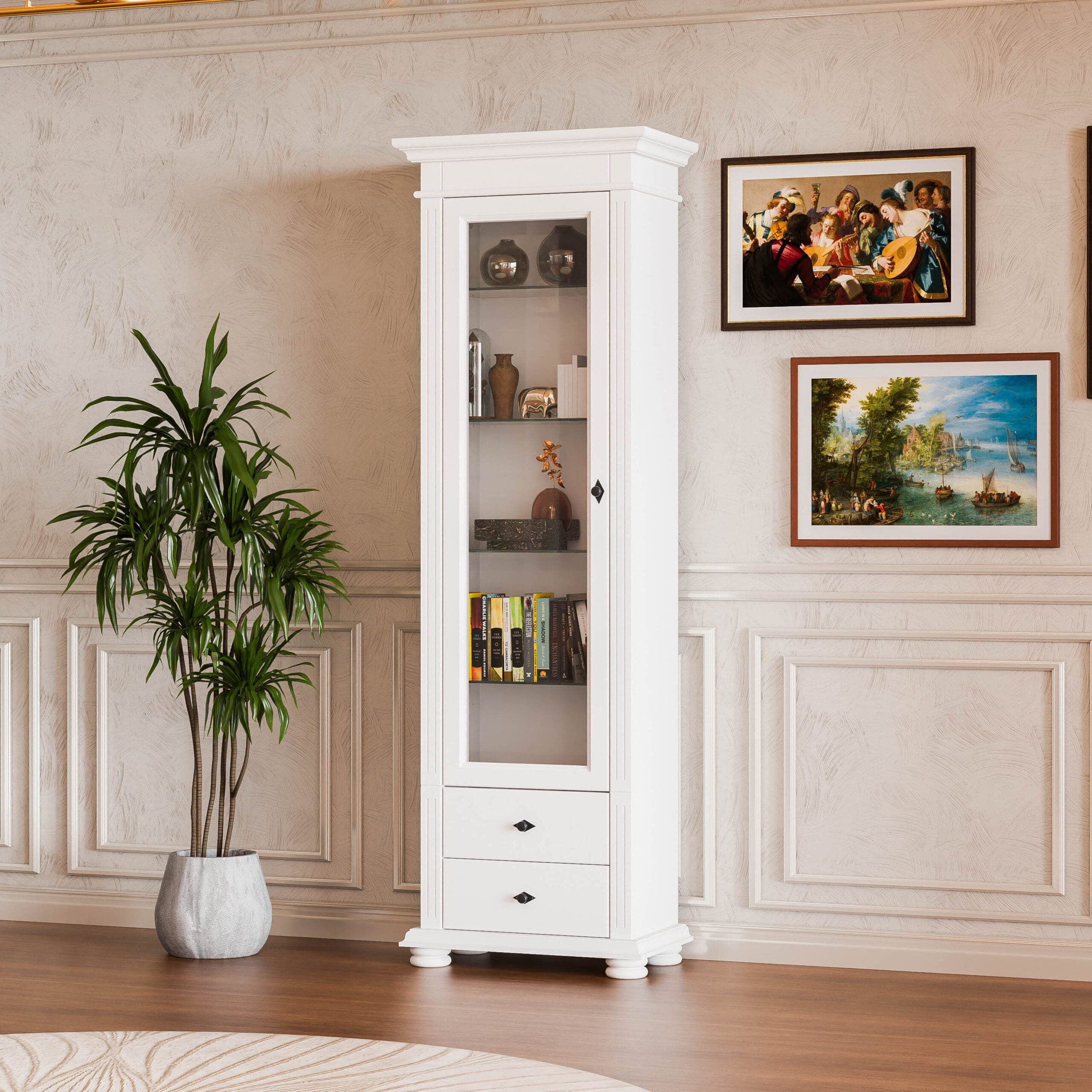 Vitrine de taille moyenne « Skagen » en bois de sapin massif