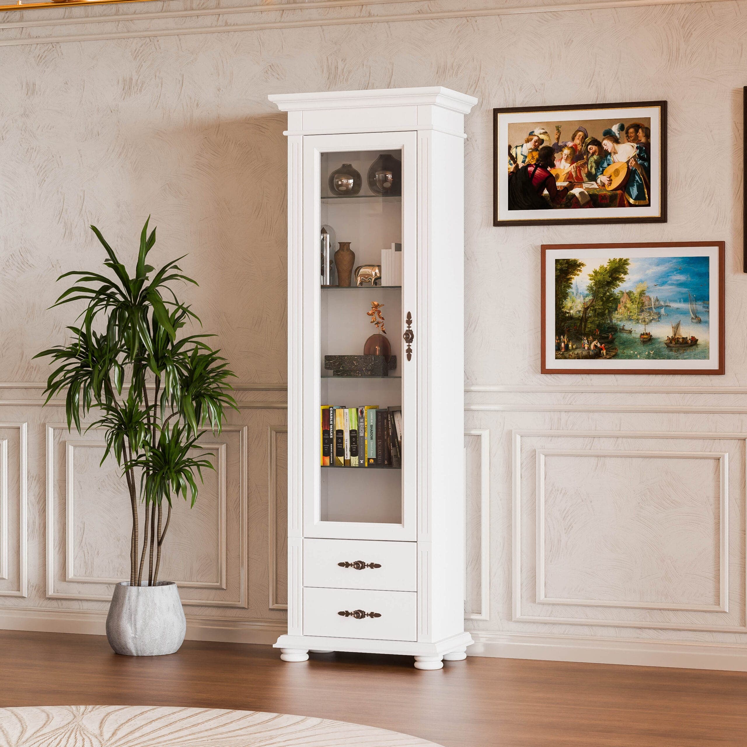 Vitrine de taille moyenne « Skagen » en bois de sapin massif