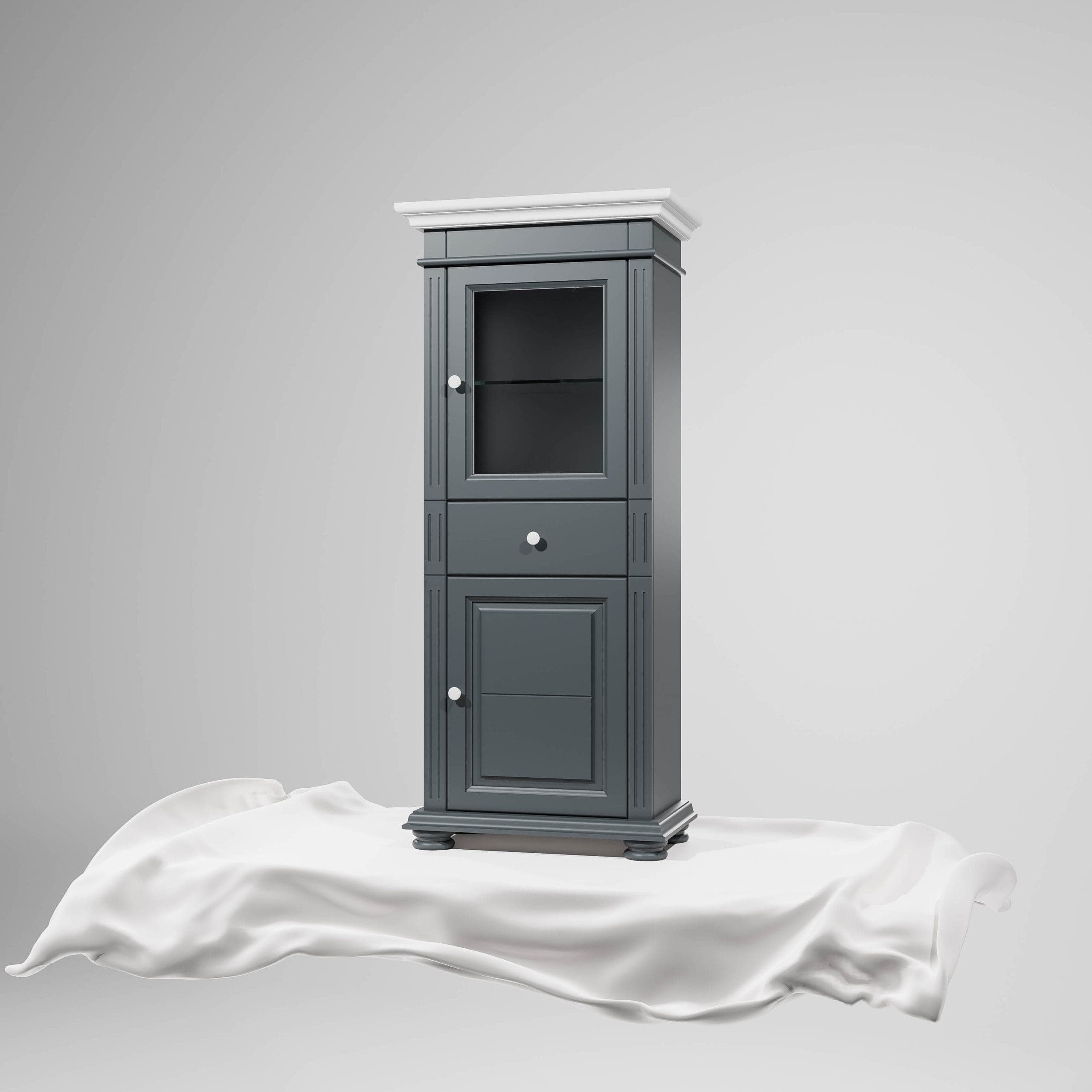 Petite vitrine Skagen en bois massif, anthracite