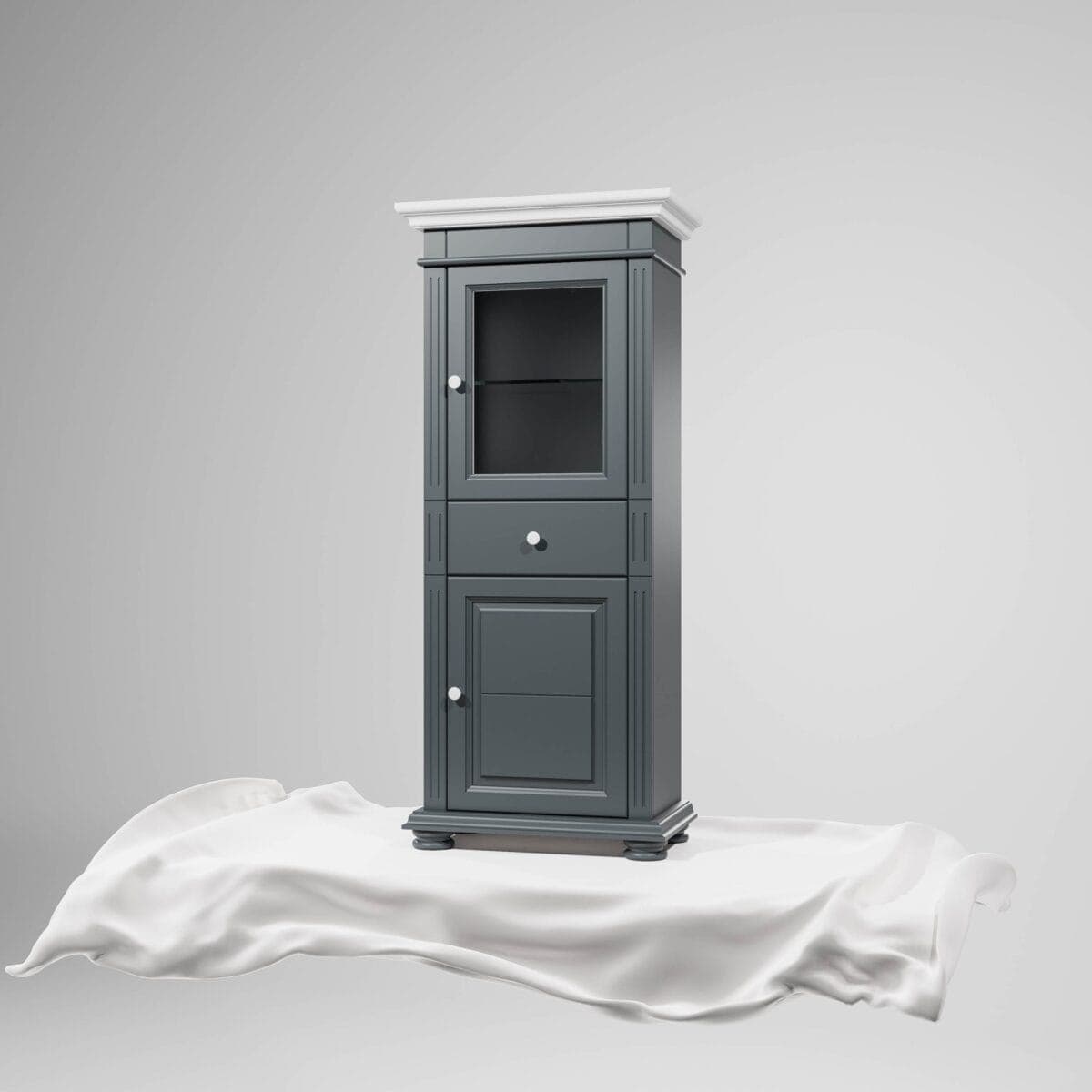 Petite vitrine Skagen en bois massif, anthracite