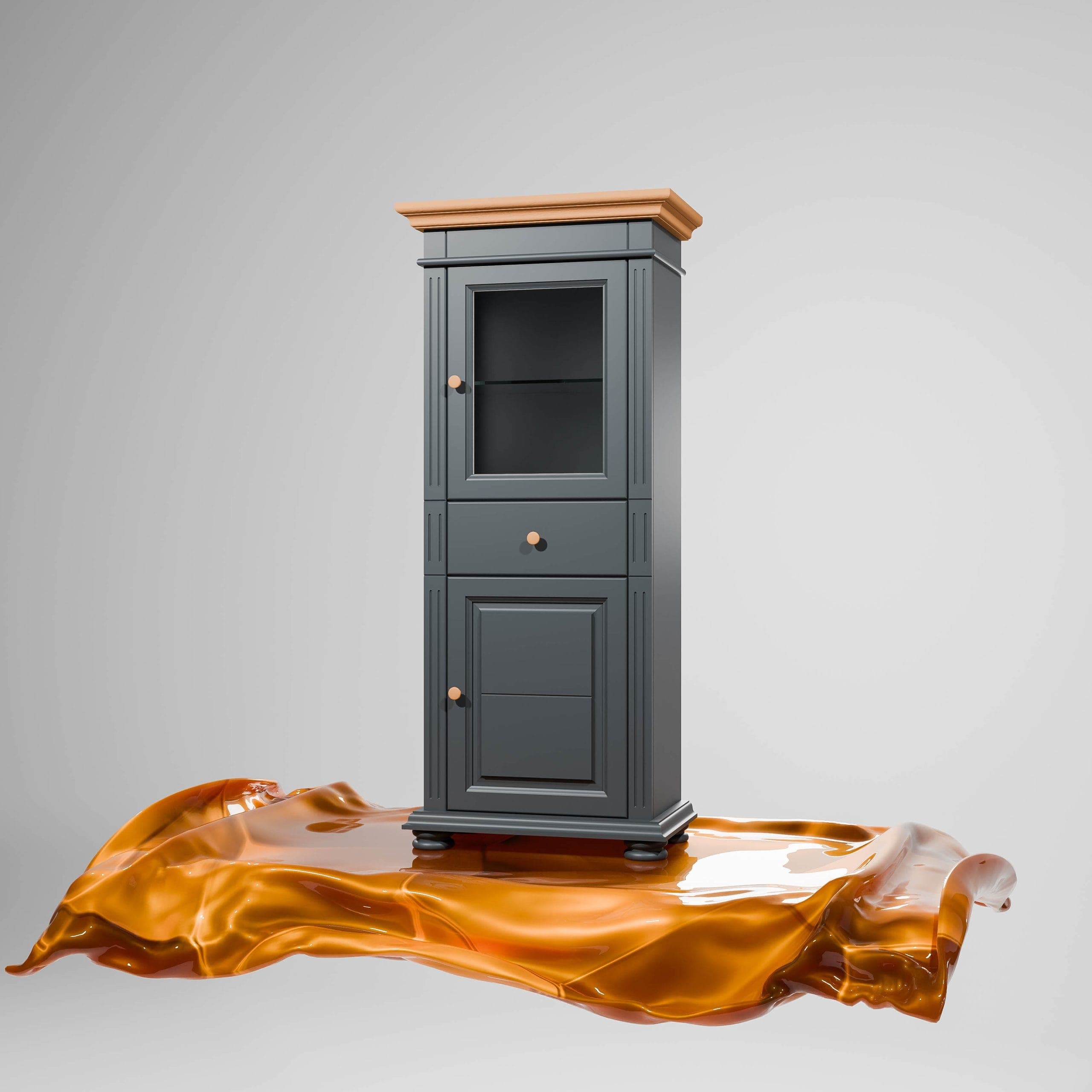Petite vitrine Skagen en bois massif, anthracite