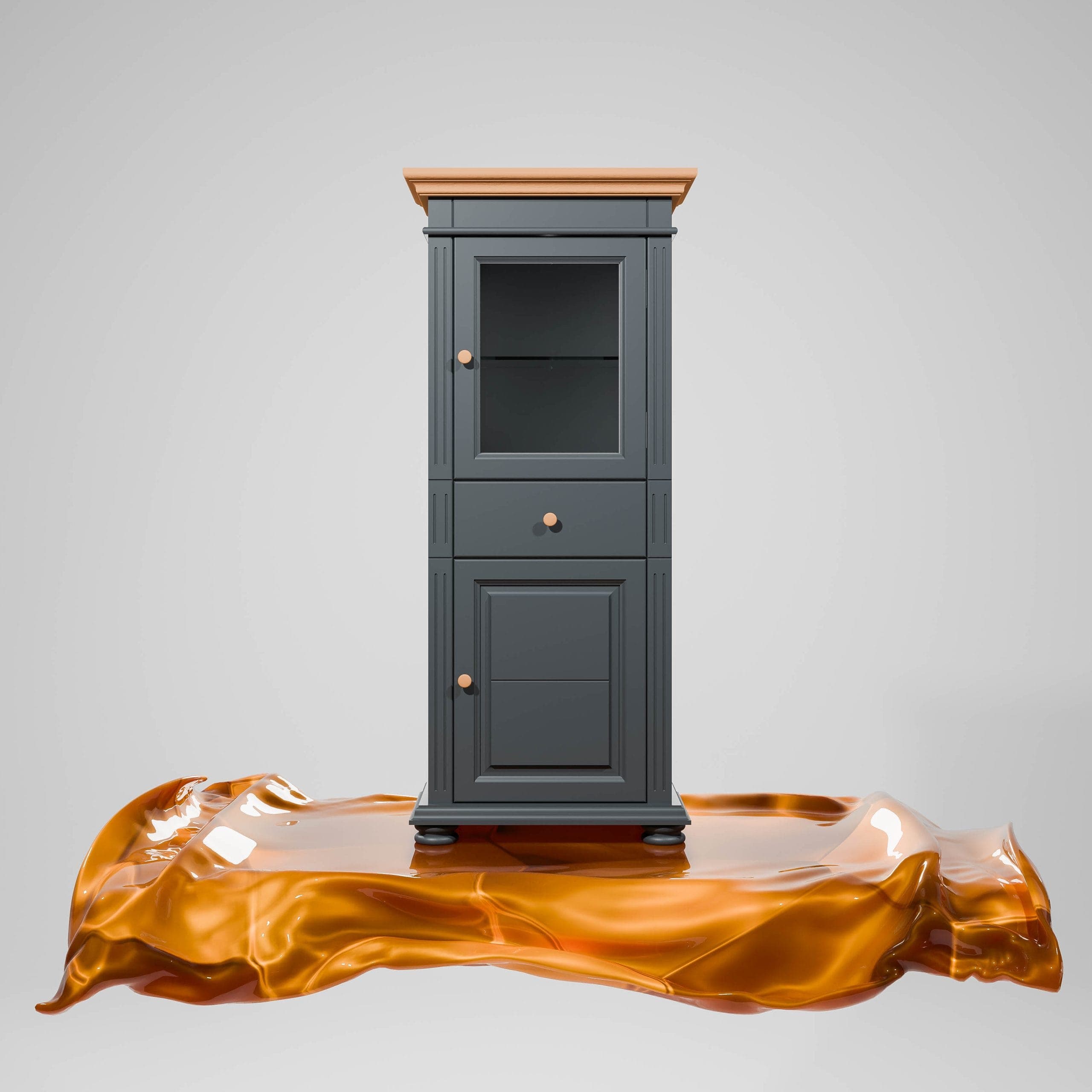 Petite vitrine Skagen en bois massif, anthracite