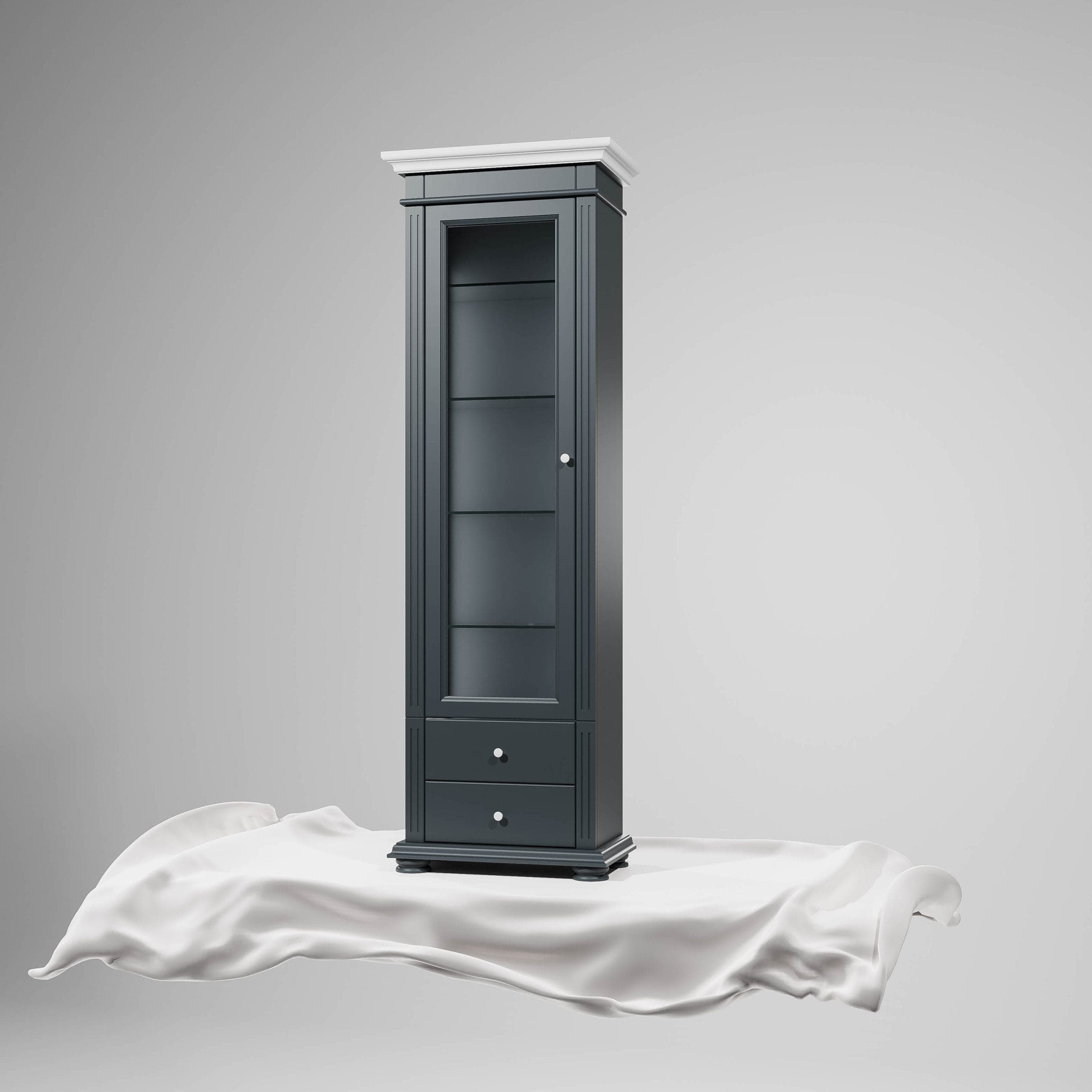 Vitrine moyenne Skagen en bois massif, anthracite
