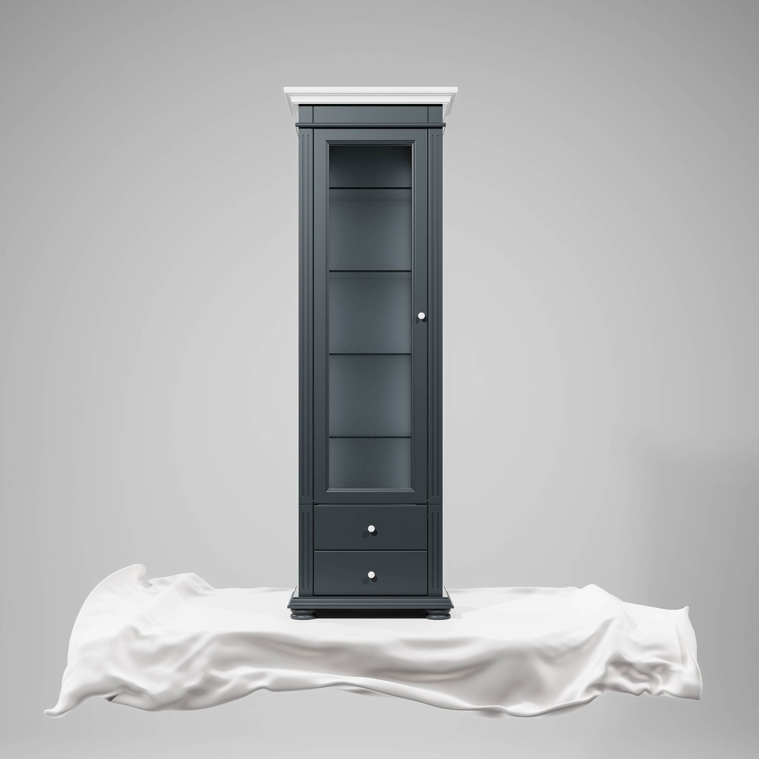 Vitrine moyenne Skagen en bois massif, anthracite