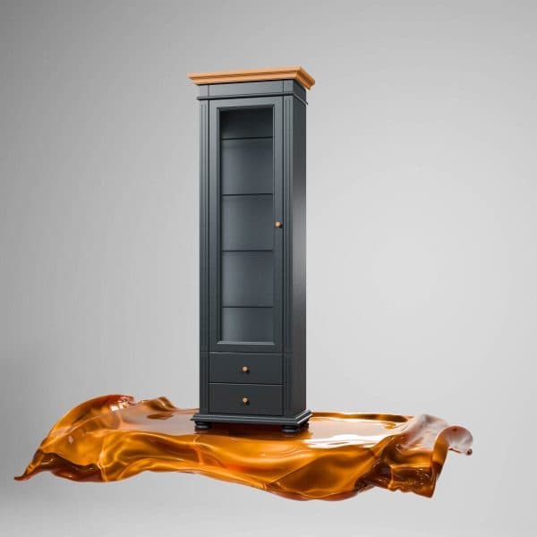 Vitrine moyenne Skagen en bois massif, anthracite