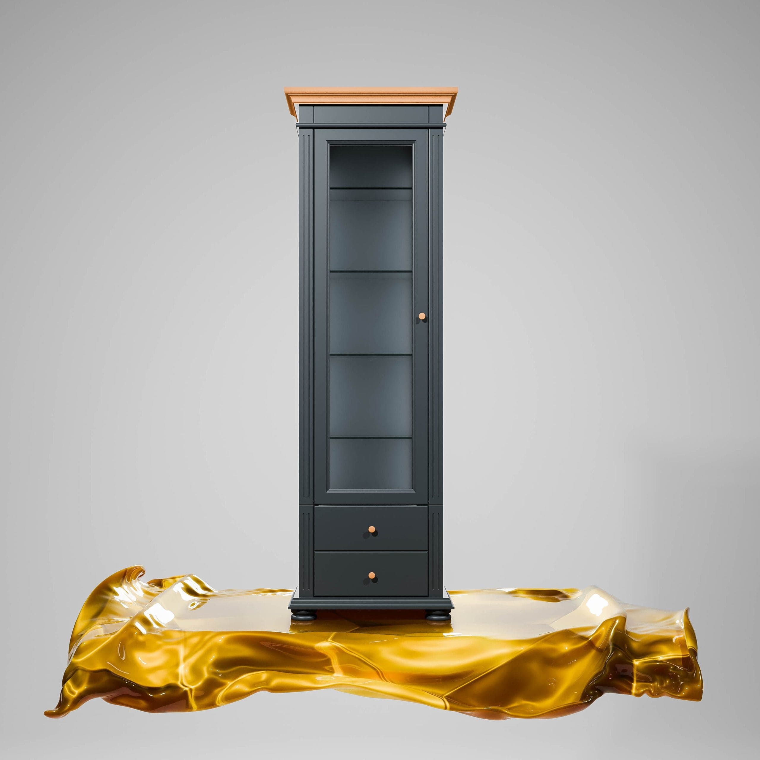 Vitrine moyenne Skagen en bois massif, anthracite