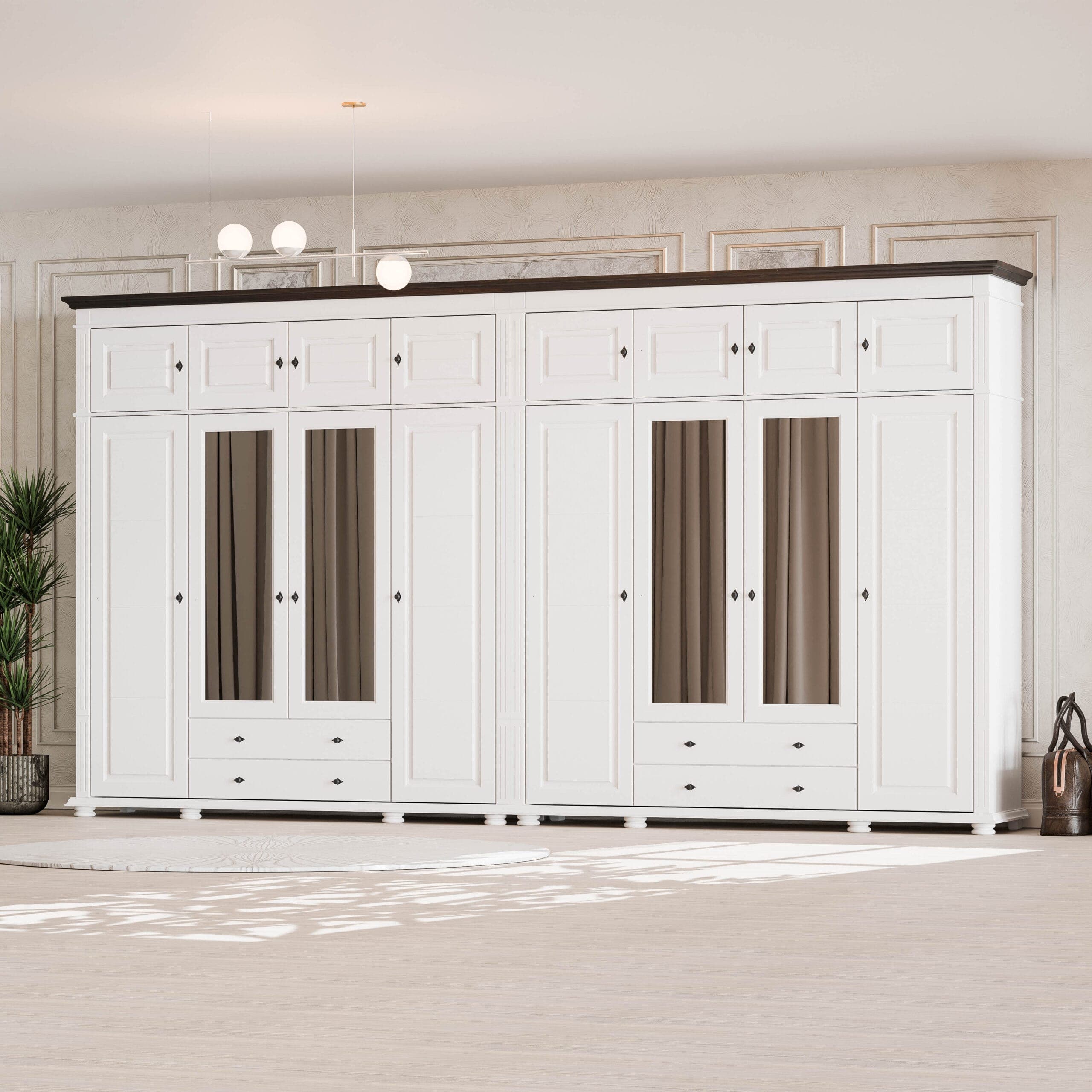 Armoire en bois massif Skagen, à 8 portes et 4 tiroirs